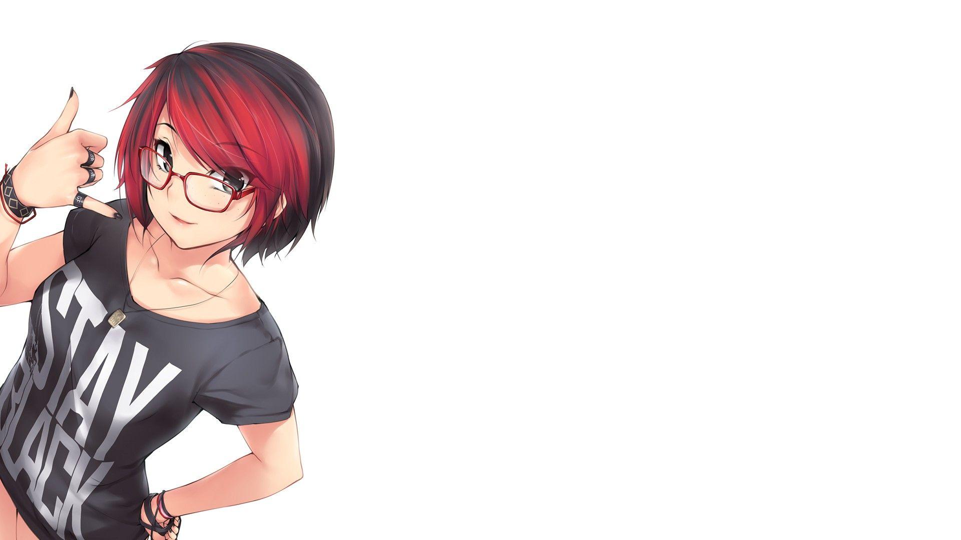 1920x1080 Full HD Wallpaper redhead gesture glasses urban style cute, Desktop