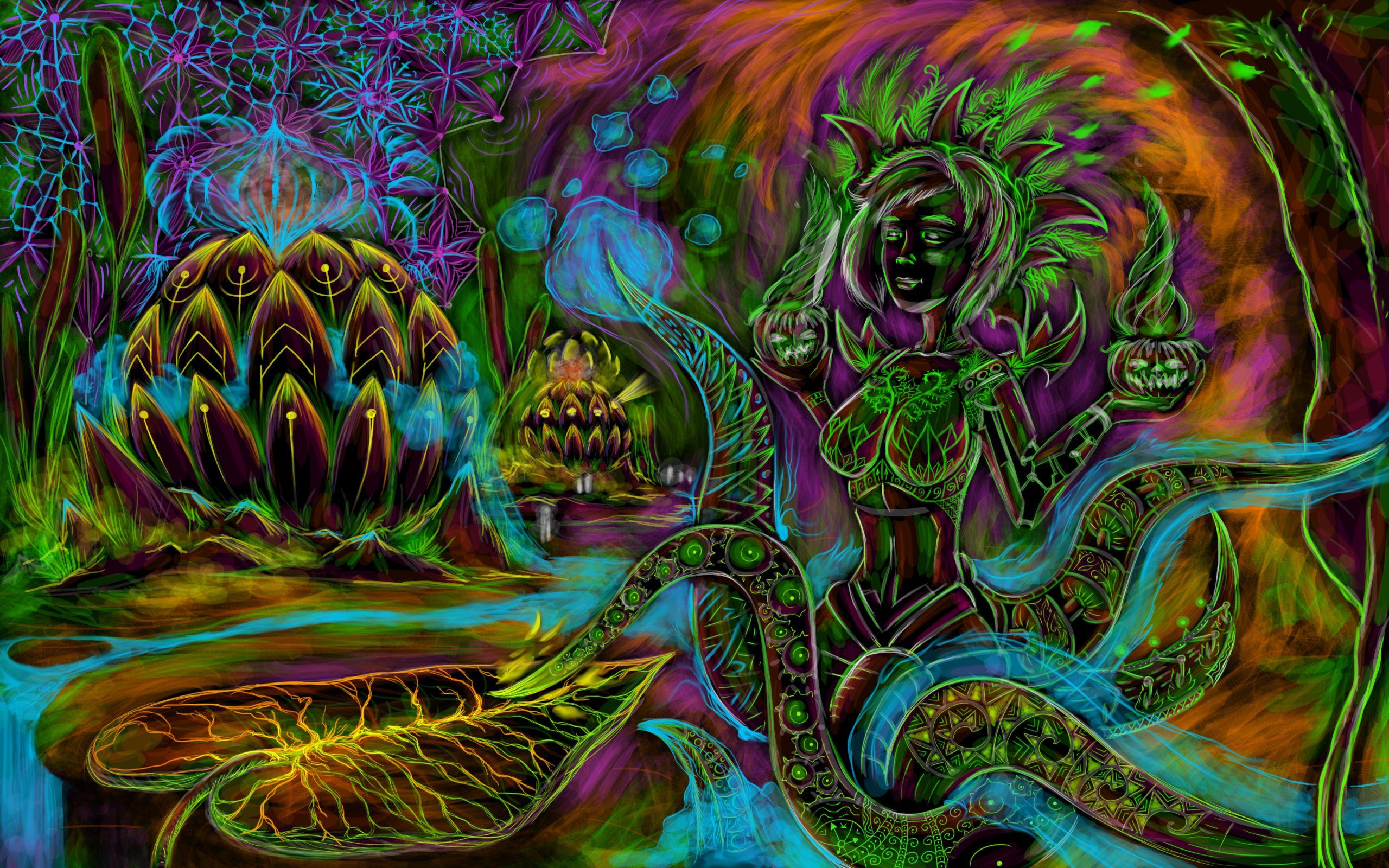 Download Surreal Vibrance - Trippy Mushroom Wallpaper Wallpaper | Wallpapers .com