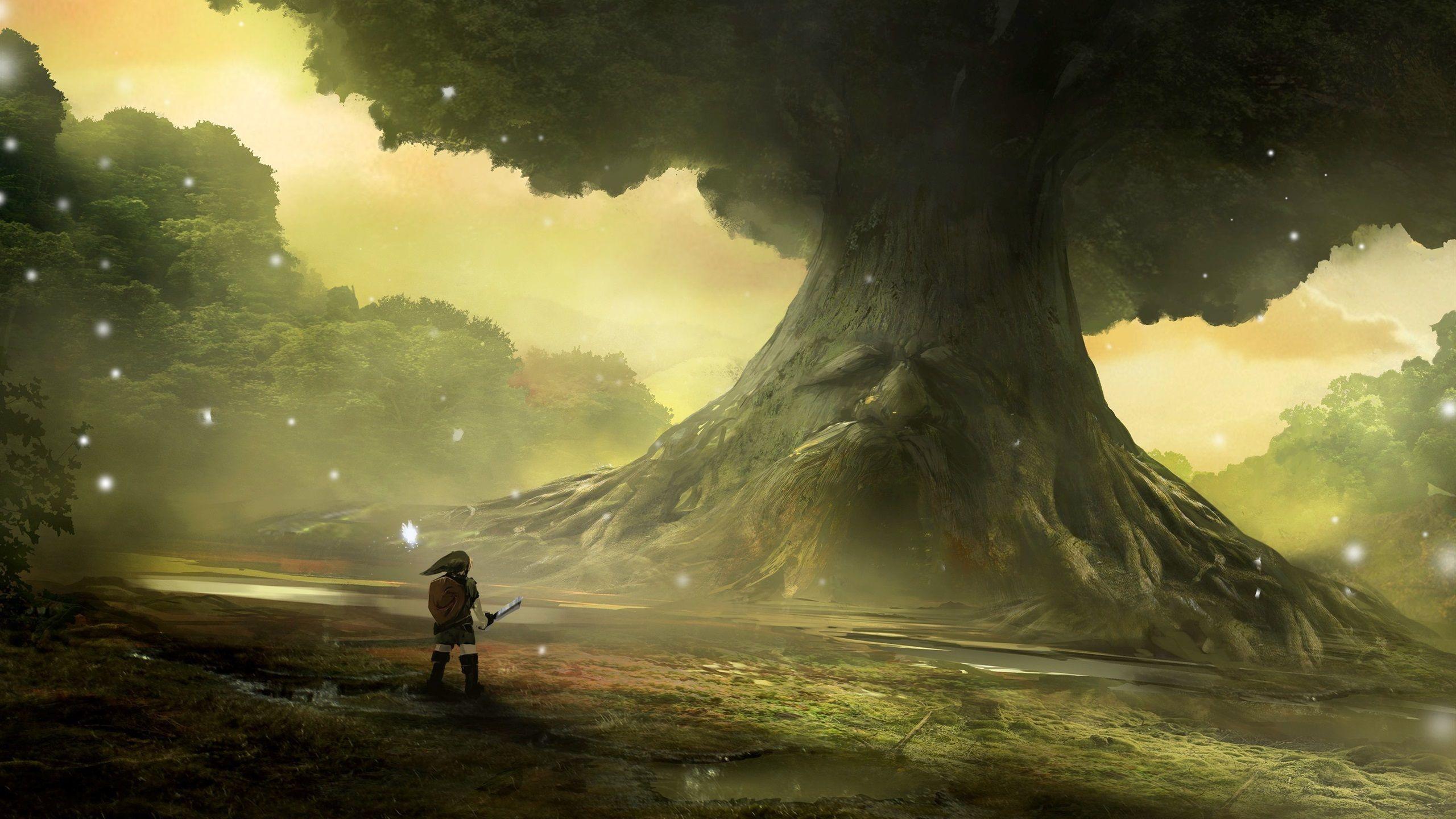 2560x1440 Wallpaper The Legend of Zelda, Nintendo, game, big tree, art picture 2880x1800 HD Picture, Image