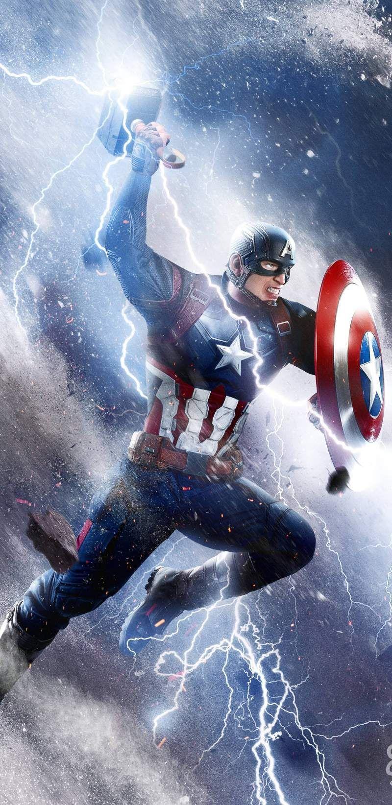 800x1644 Captain America Thor Hammer Attack IPhone Wallpaper. Captain america wallpaper, Marvel captain america, Captain america