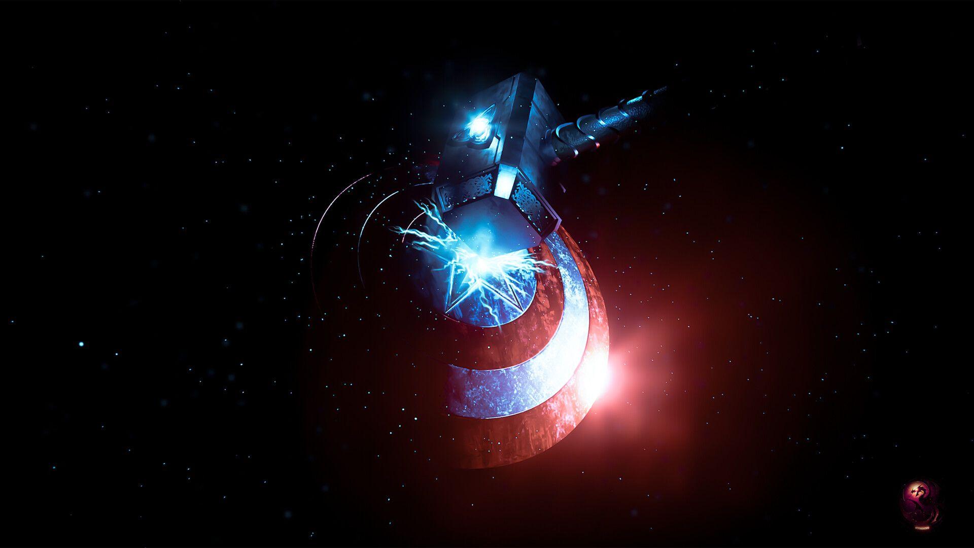 1920x1080 Thor's Hammer & Cap's Shield, Nicolas Damiani
