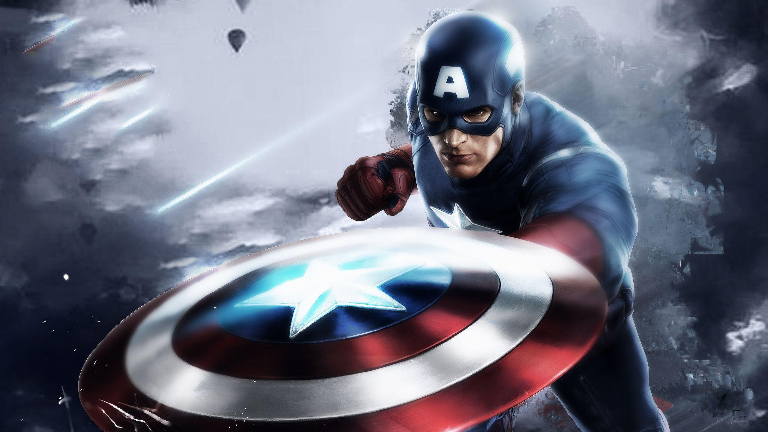 2560x1440 Captain America Shield Art, HD Superheroes, 4k Wallpaper, Image, Background, Photo and Picture