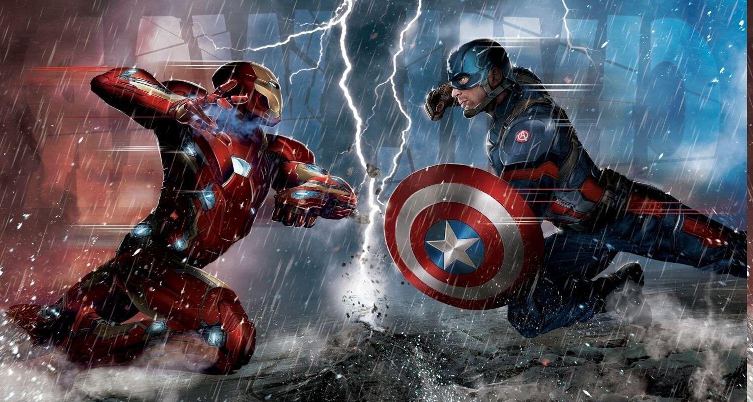 1500x801 Captain America, Captain America: Civil War, Iron Man, Comics, Marvel Comics, Superhero, Artwork, Concept Art, Lightning Wallpaper HD / Desktop and Mobile Background