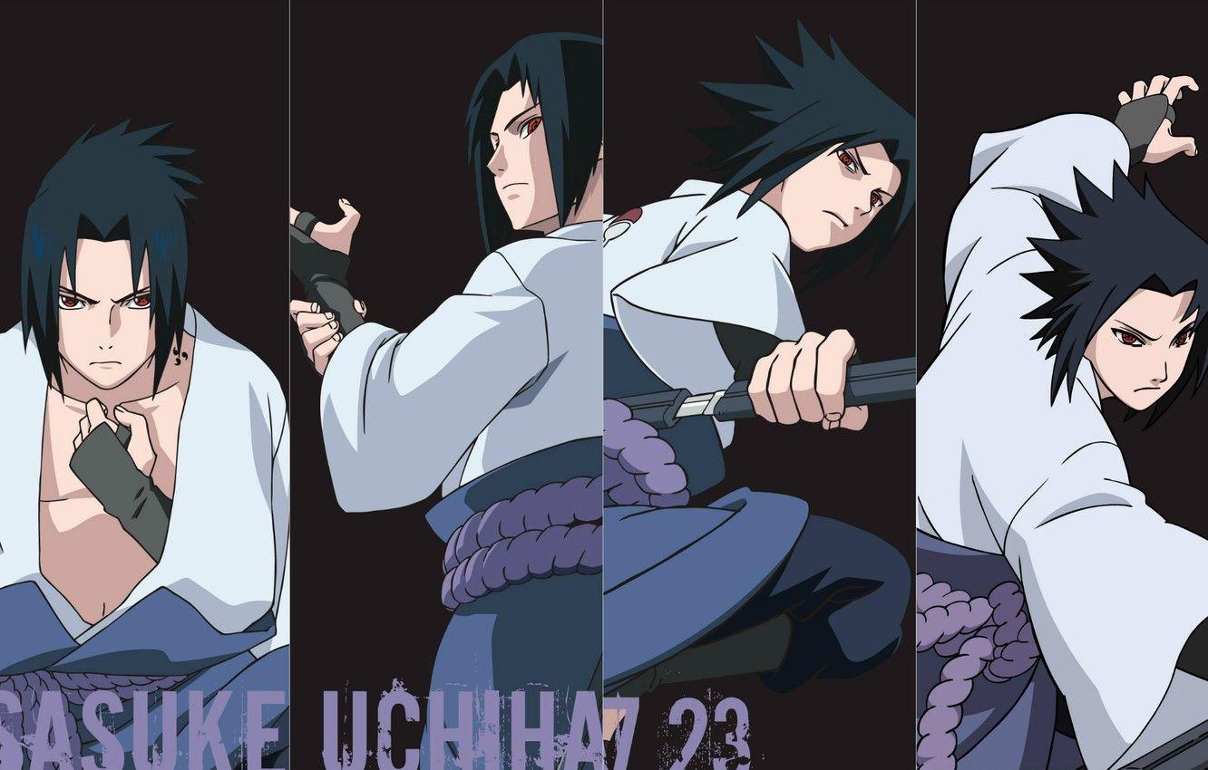 1332x850 Wallpaper collage, black background, ninja, Naruto, red eyes, sharingan, ninja, Uchiha Sasuke, Naruto shippuuden image for desktop, section сёнэн