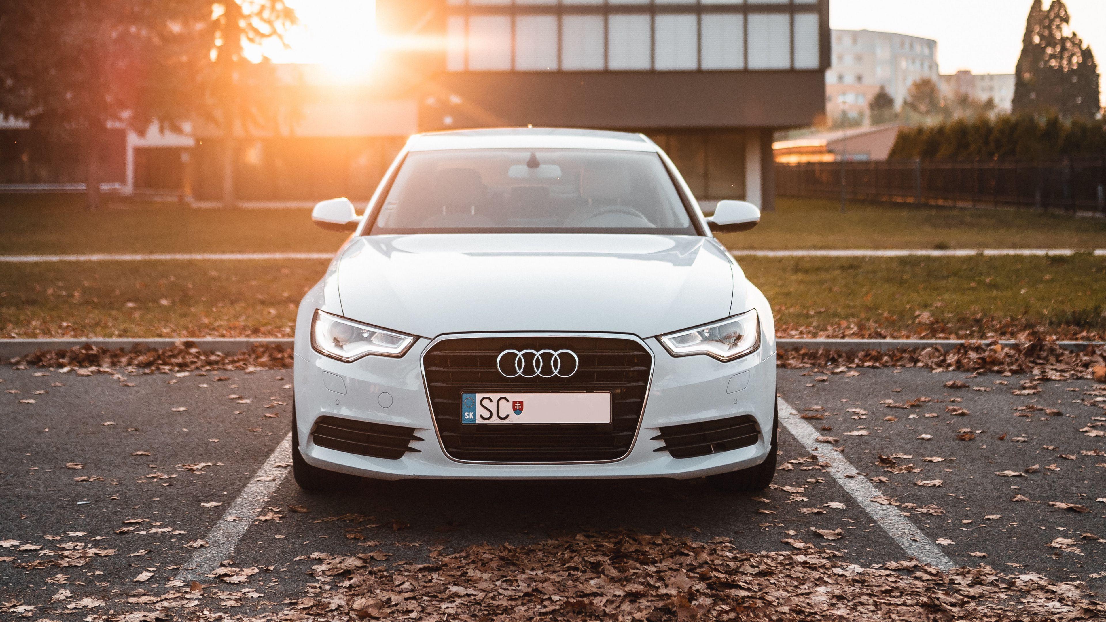 3840x2160 Download wallpaper 3840x2160 audi a audi, car, white, front view, sunlight 4k uhd 16:9 HD background