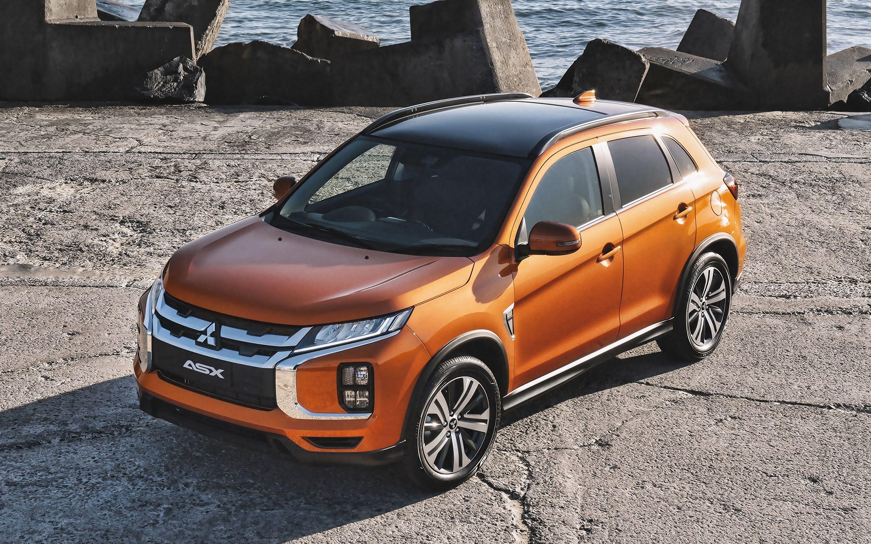 2880x1800 Download wallpaper Mitsubishi ASX, front view, exterior, orange crossover, new orange ASX, japanese cars, Mitsubishi for desktop with resolution 2880x1800. High Quality HD picture wallpaper