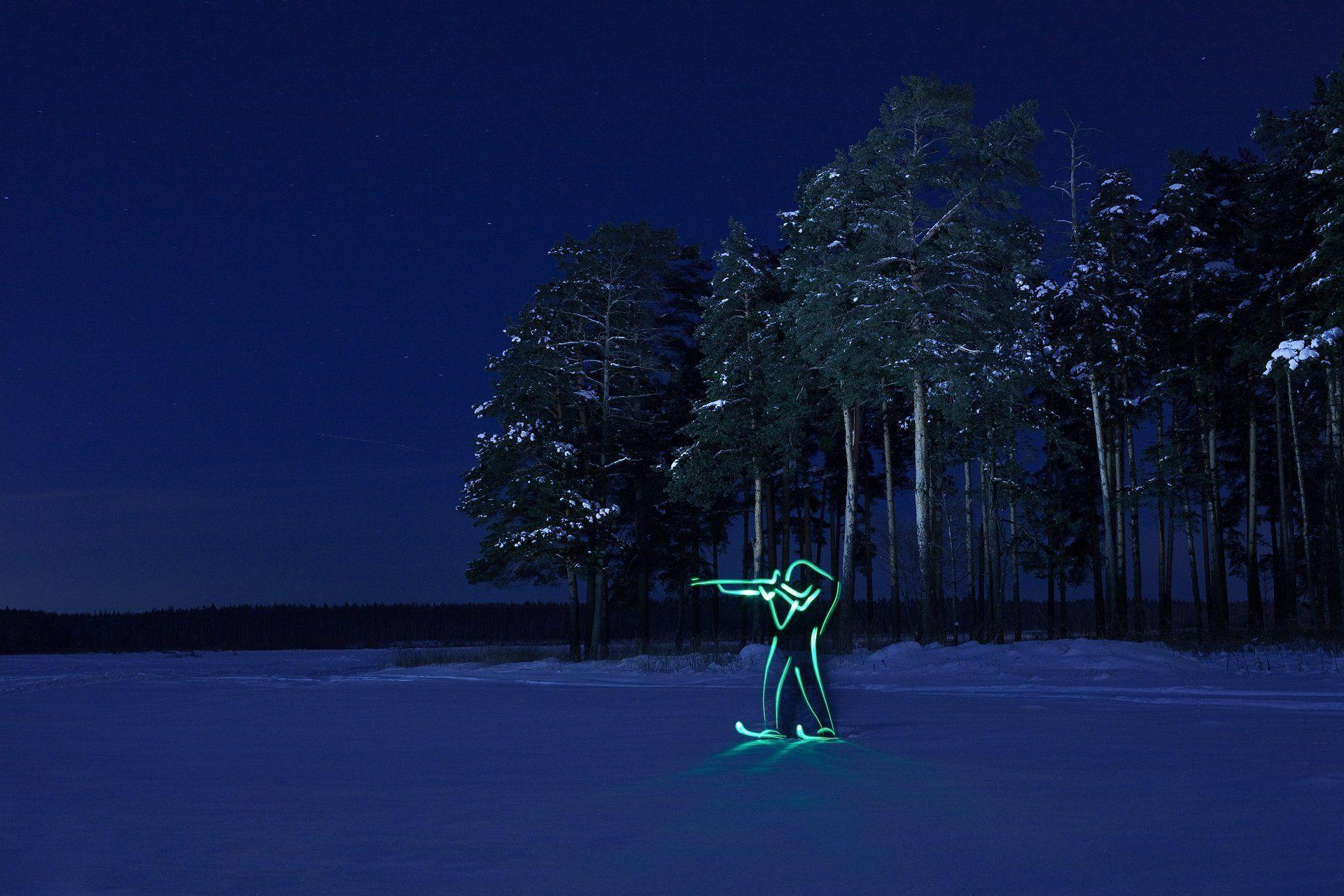 1920x1280 Winter Forest Wallpaper Night