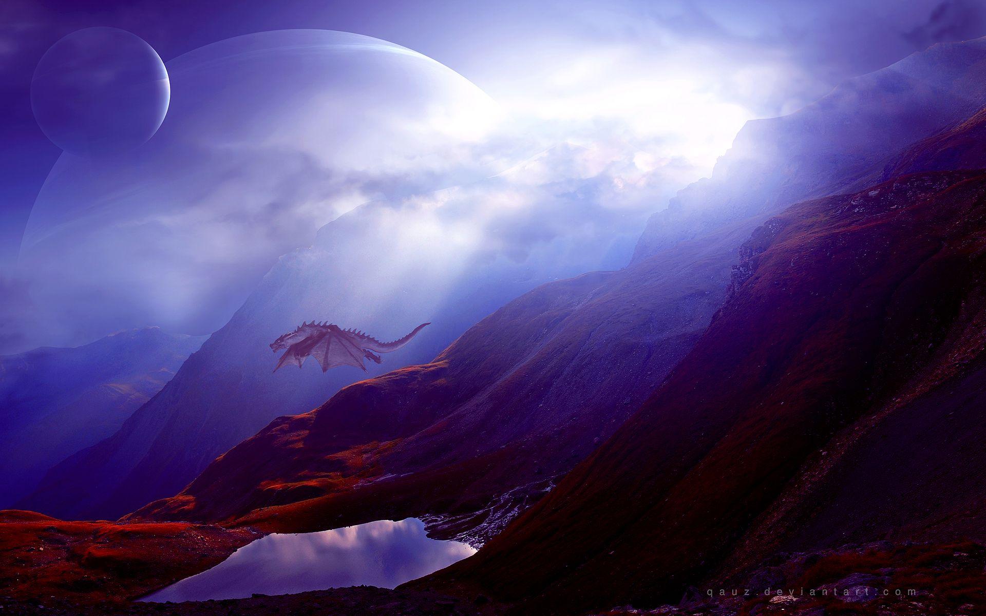 1920x1200 Dragon Mountains Wallpaper