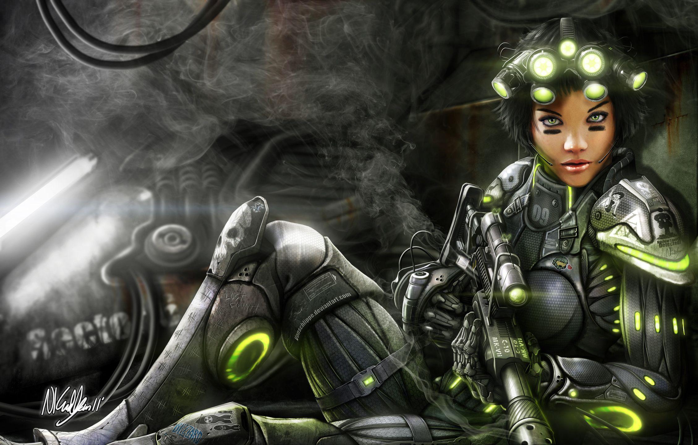2258x1440 women, video games, StarCraft, , sniper rifles, short hair