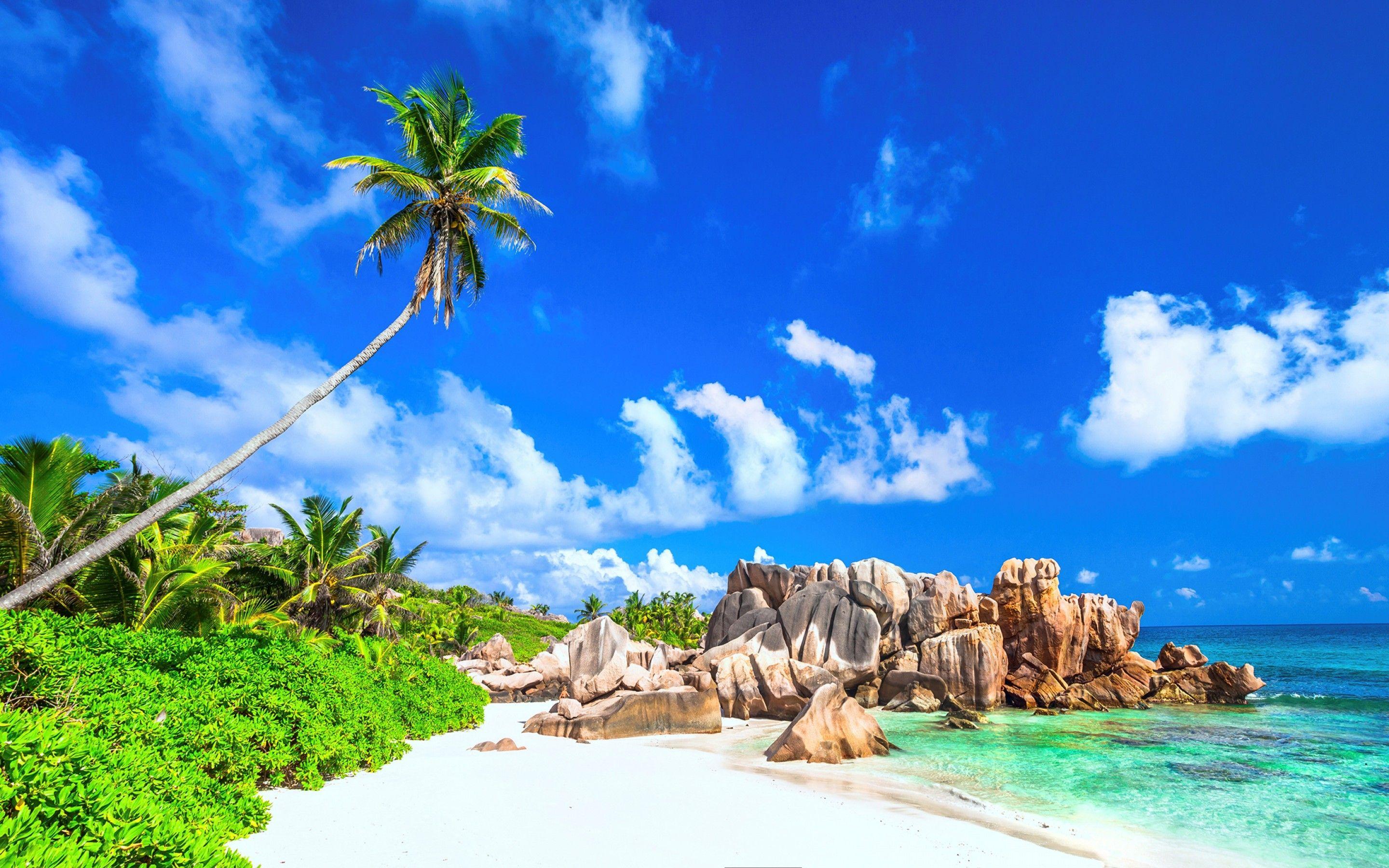 2880x1800 Summer, Beach, Blue Sky, Clouds, Summer, Tropical, Nature