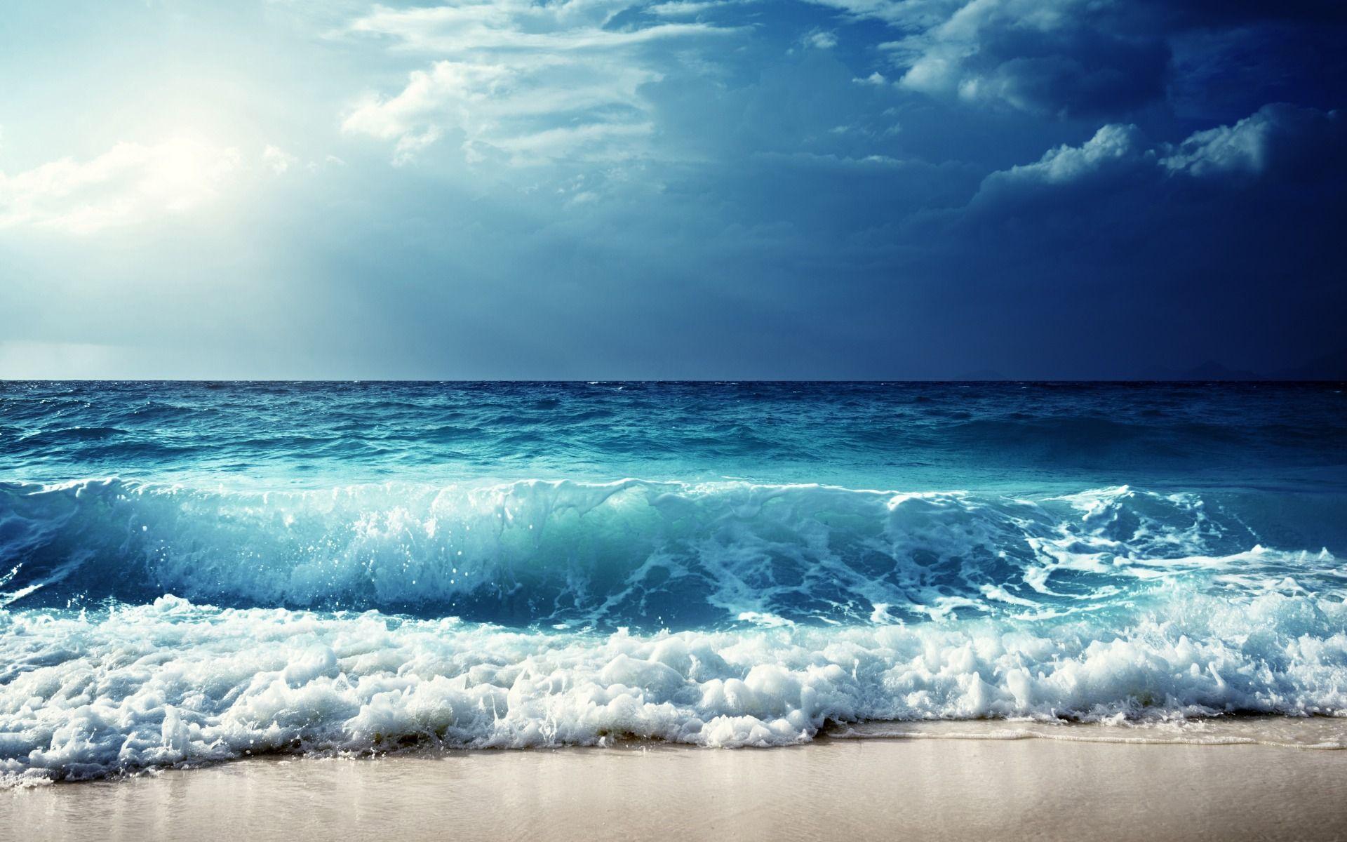 1920x1200 Ocean Sea Beach Wave Clouds Blue Sky Sand Wallpaper Book