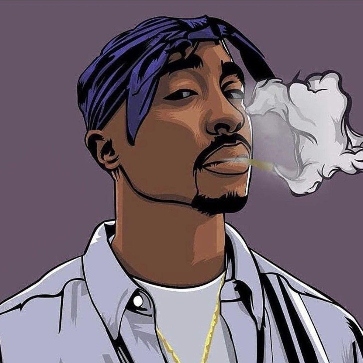 1194x1194 Cartoon Trippy Tupac Wallpaper