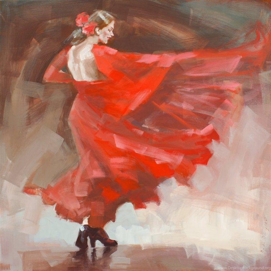 894x894 Flamenco Dancer Painting Wallpaper Desktop Background