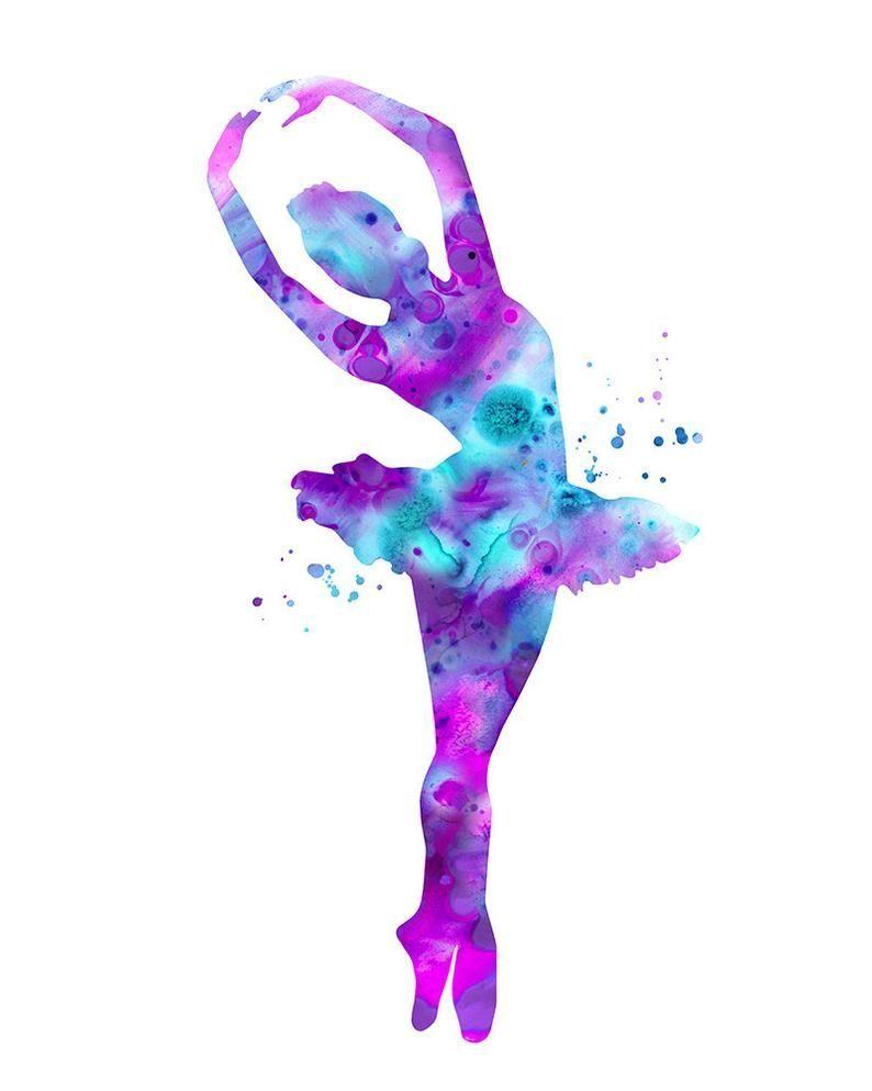 794x993 Purple, pink, aqua, ballerina ballerina print, ballerina silhouette, balleria art print, ballerina silhouette, ballerina decor. Pintura de ballet, Dibujos de ballet, Bailar dibujo