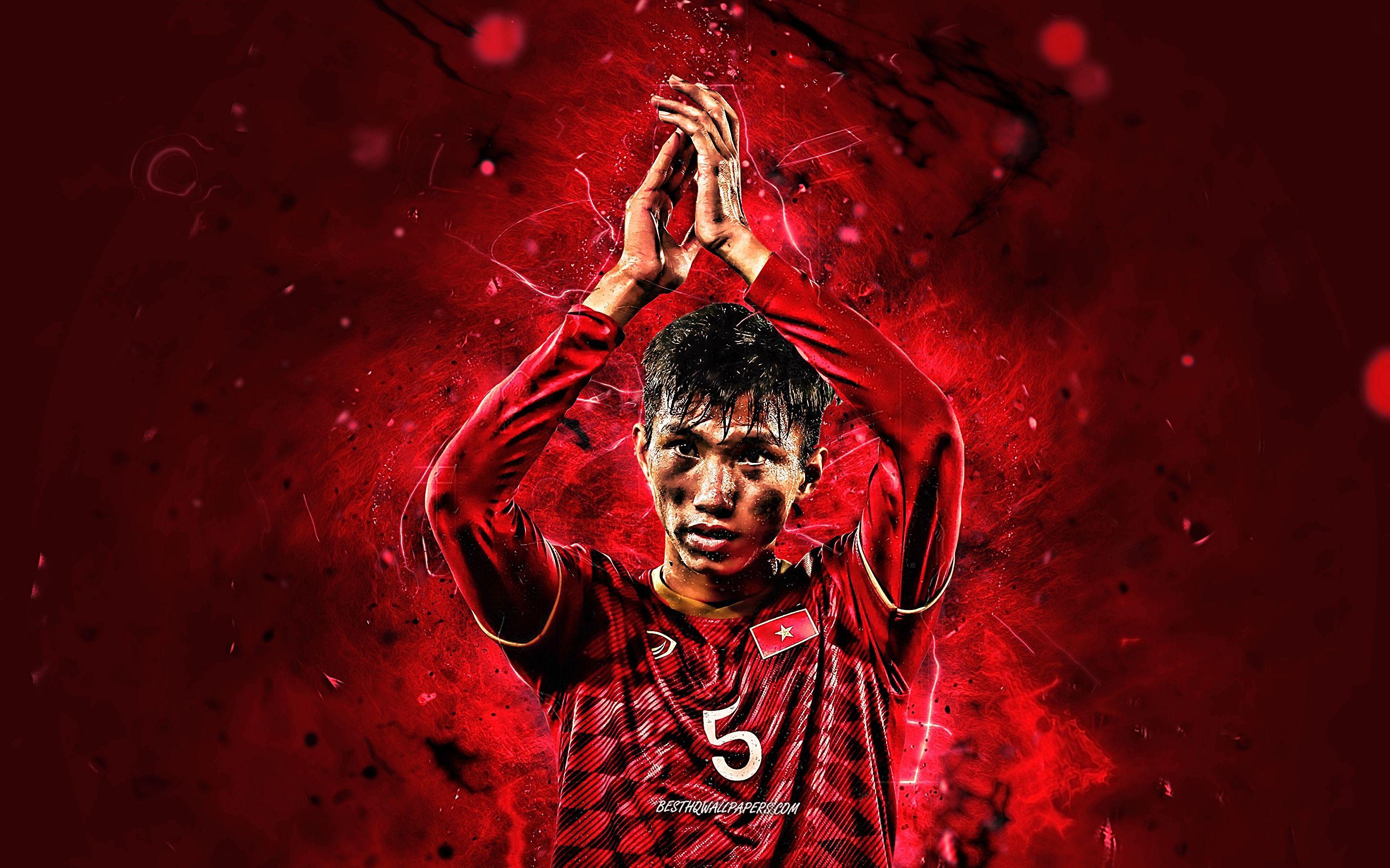 2880x1800 Download wallpaper Doan Van Hau, abstract art, Vietnam National Team, fan art, Van Hau Doan, soccer, footballers, neon lights, Vietnamese football team for desktop with resolution 2880x1800. High Quality HD picture wallpaper
