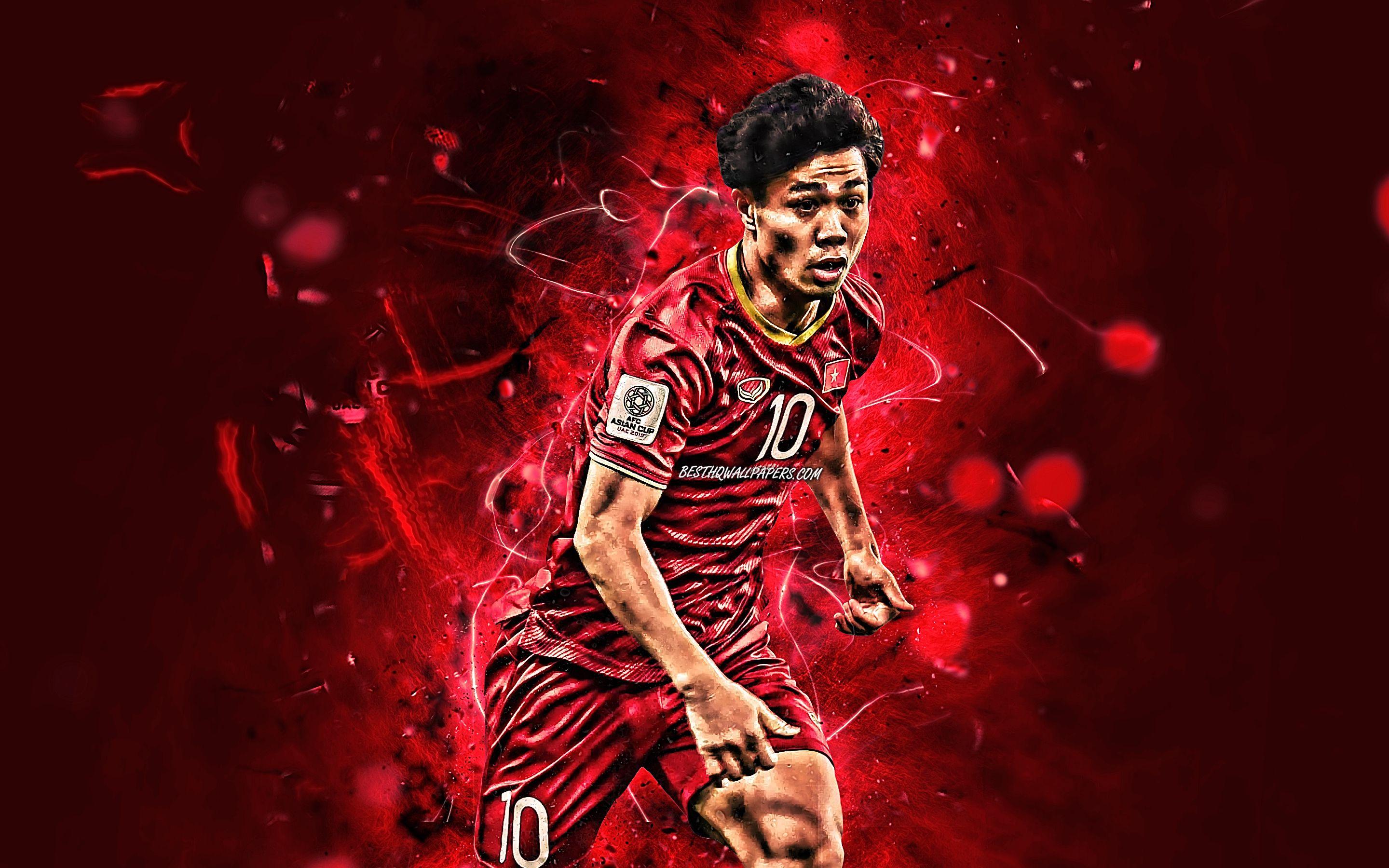 2880x1800 Download wallpaper Nguyen Cong Phuong, abstract art, Vietnam National Team, fan art, Cong Phuong Nguyen, soccer, footballers, neon lights, Vietnamese football team for desktop with resolution 2880x1800. High Quality HD picture wallpaper