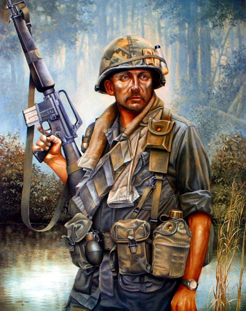 800x1011 US trooper in Vietnam. Vietnam art, Military art, War art