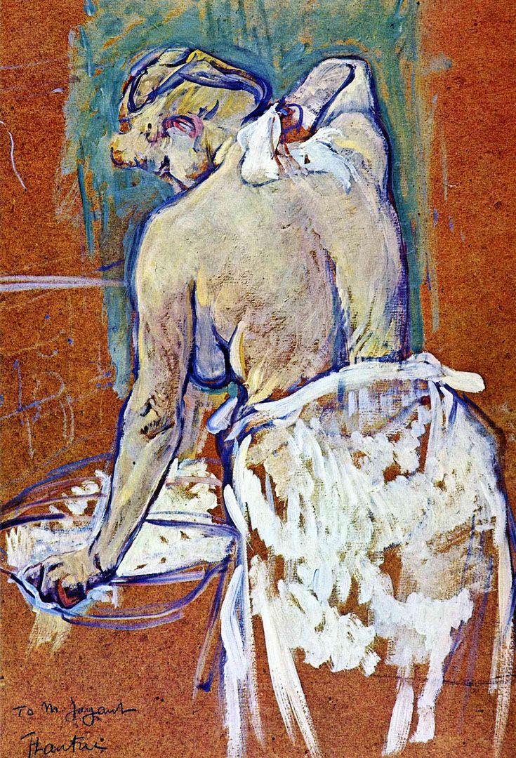 735x1080 Woman Washing Herself Lautrec Wallpaper Image