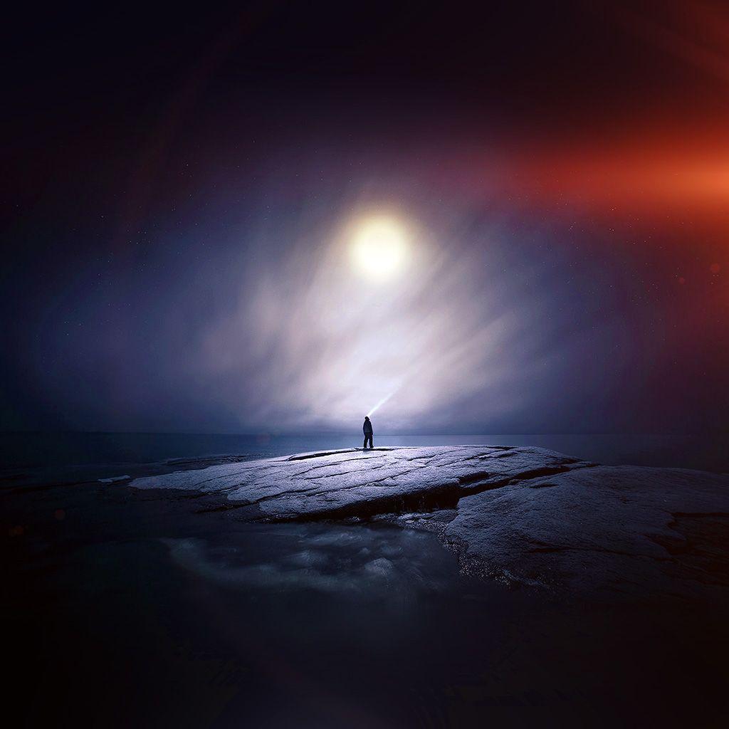 1024x1024 Moonlight Night Dark Soft Illustration Art Flare Wallpaper