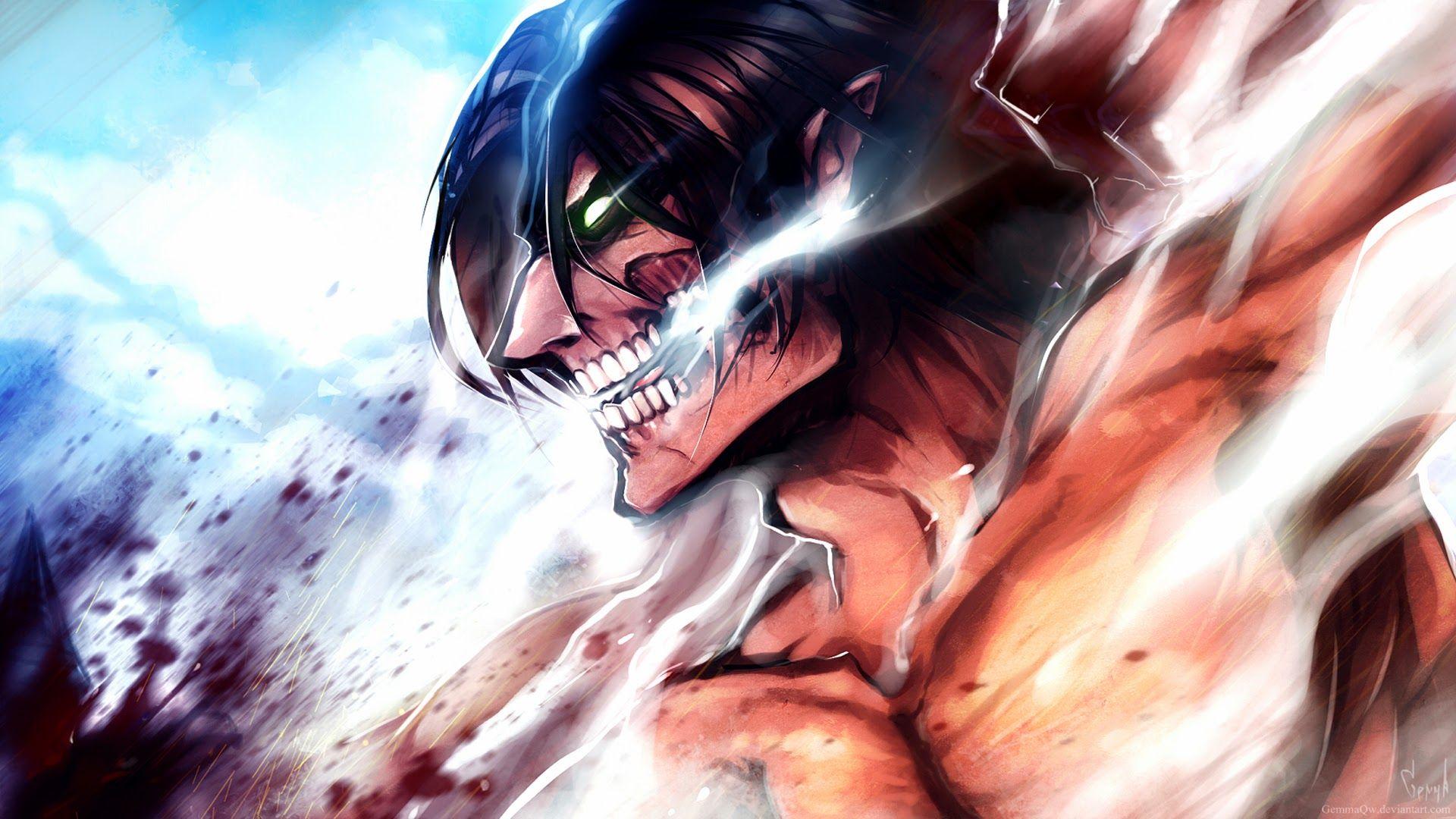 Titan de ataque, eren jaeger, shingeki no kyojin, HD phone wallpaper