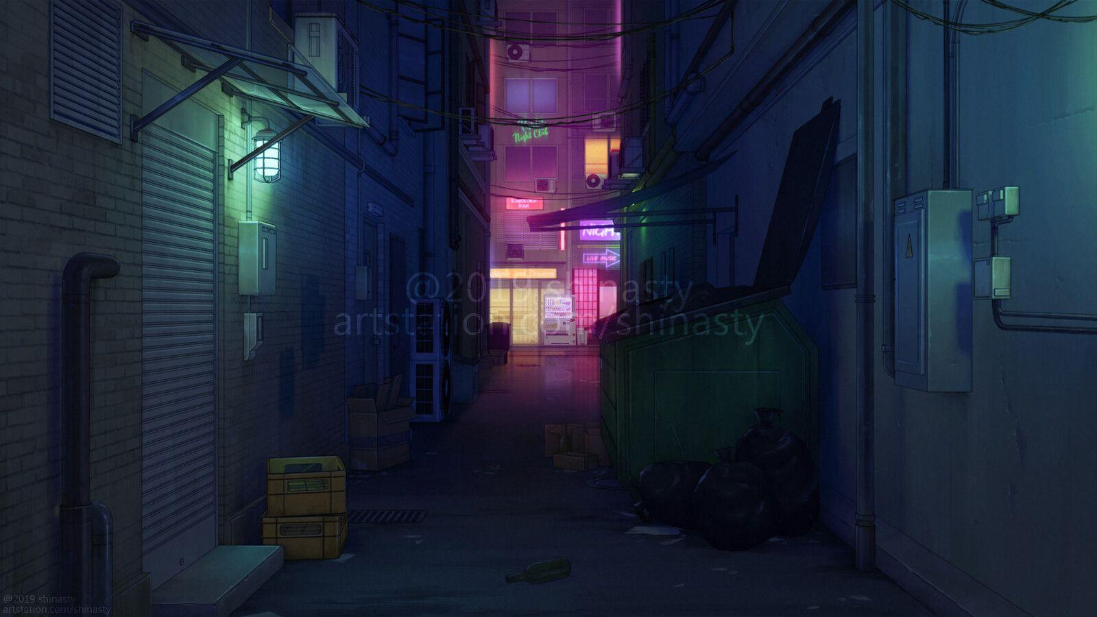 Anime Alleyway Background - Purple Aesthetic Wallpaper Tokyo / 日本 On ...