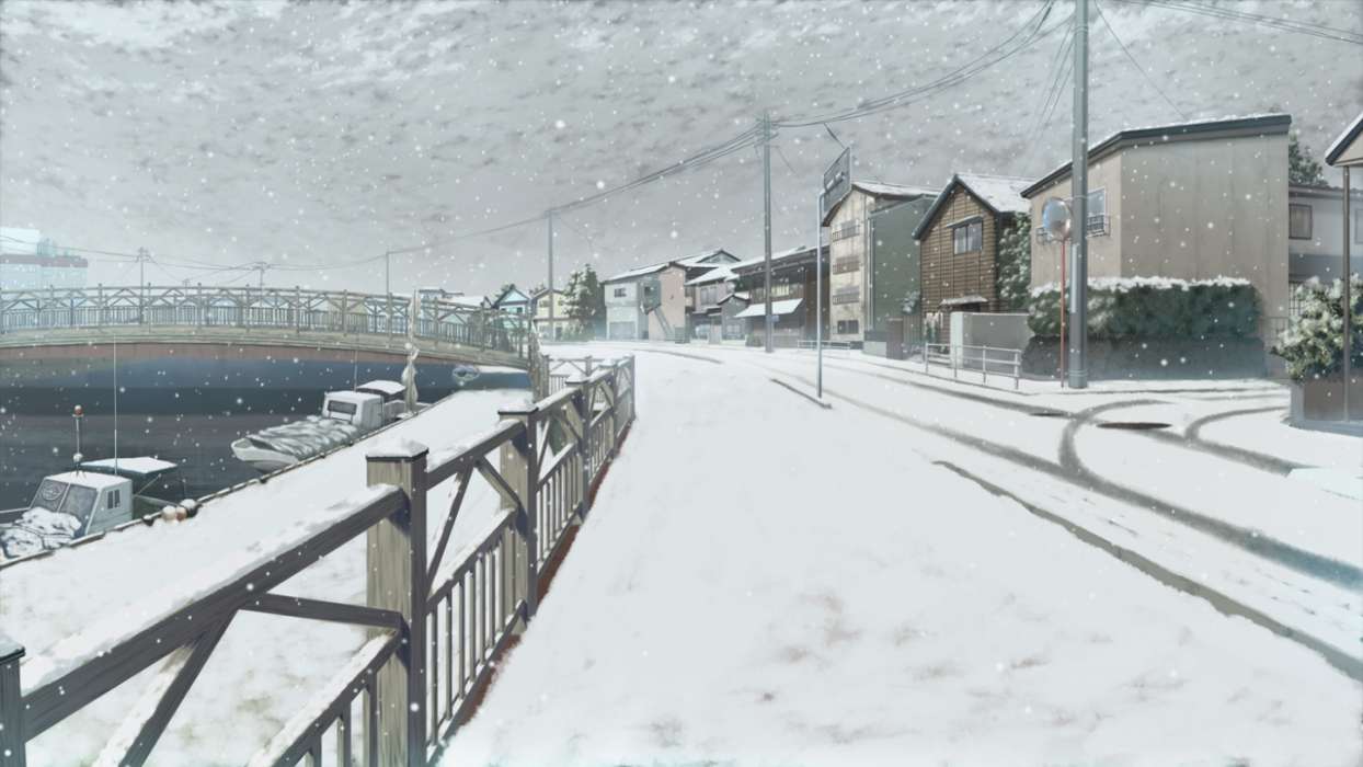 1244x700 Download mobile wallpaper: Anime, Landscape, Winter, free. 31930