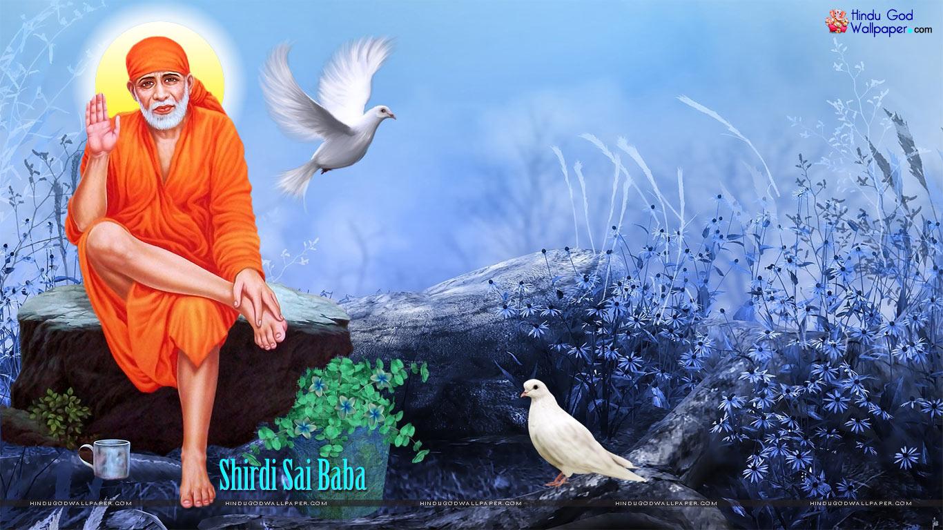 1366x768 Sai Baba HD Wallpaper for Desktop Download