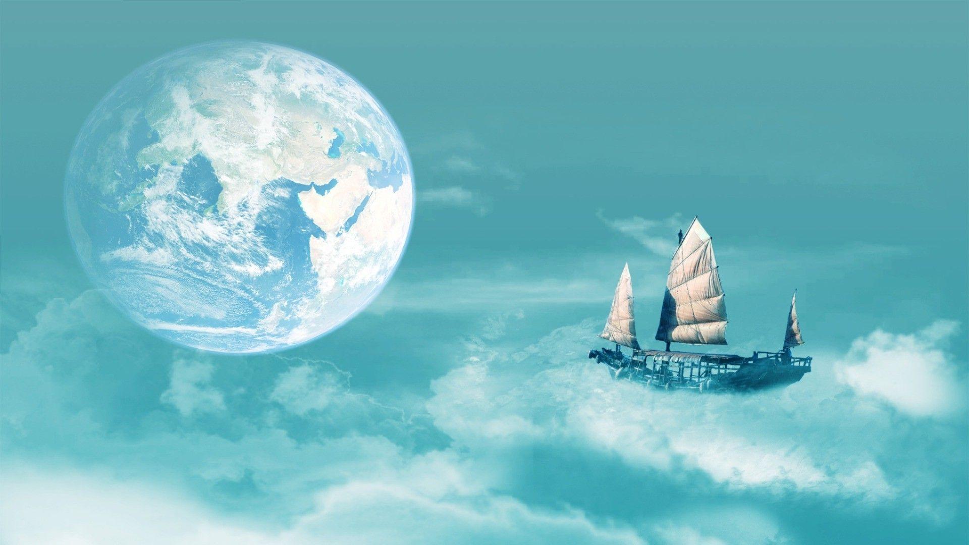 1920x1080 Flying ship