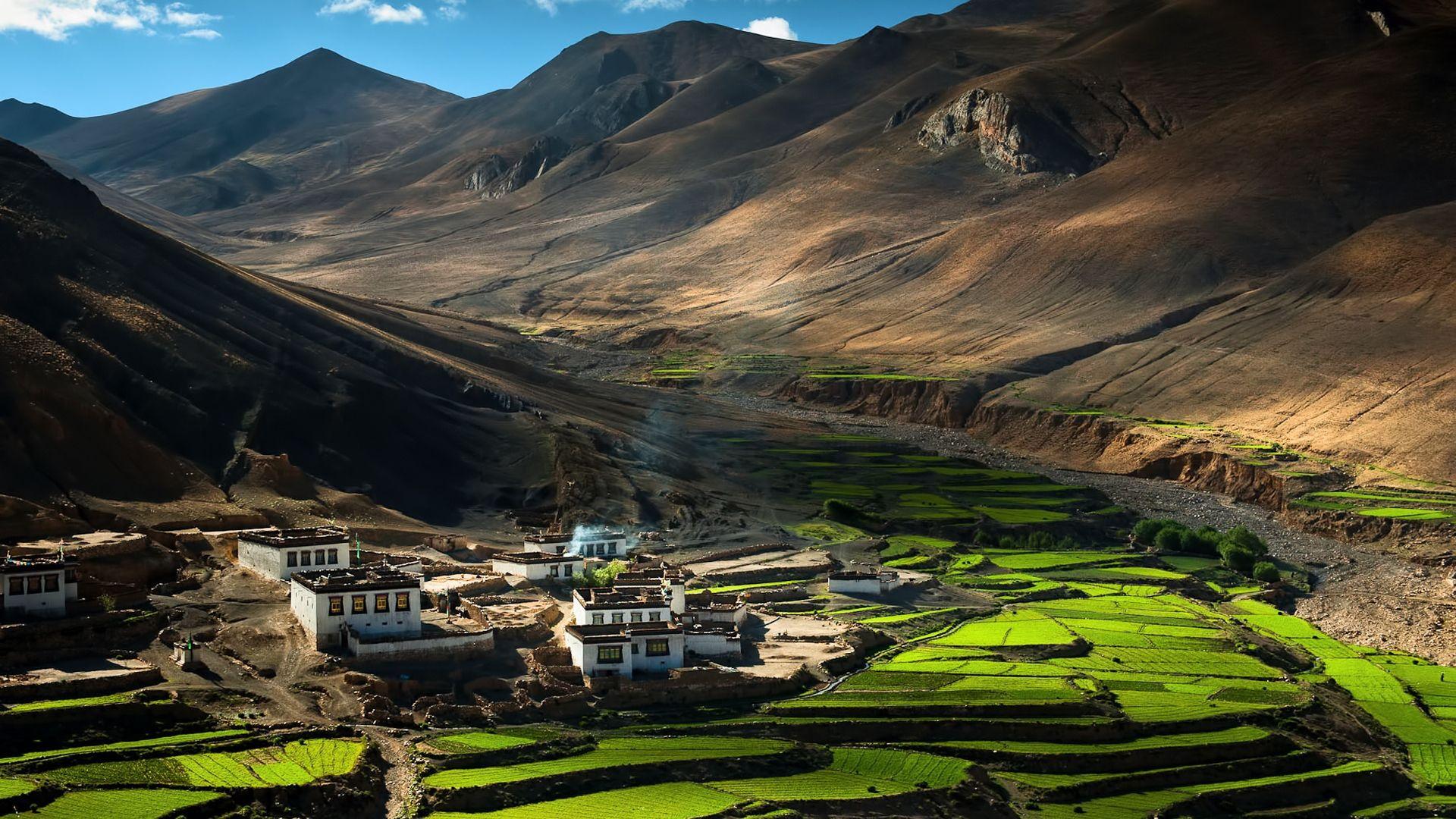 1920x1080 Download Wallpaper 1920x1080 china, tibet, himalayas, fields