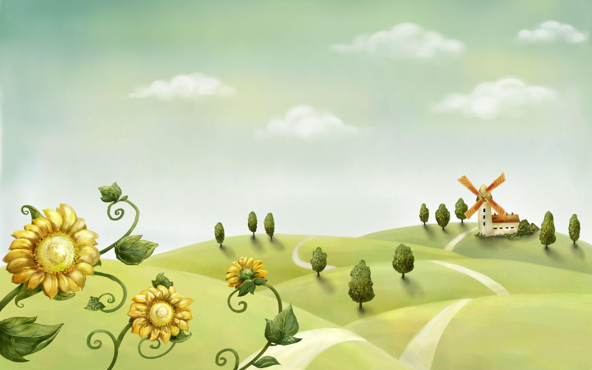 1920x1200 Cartoon landscape illustration 18761 Landscape cartoon