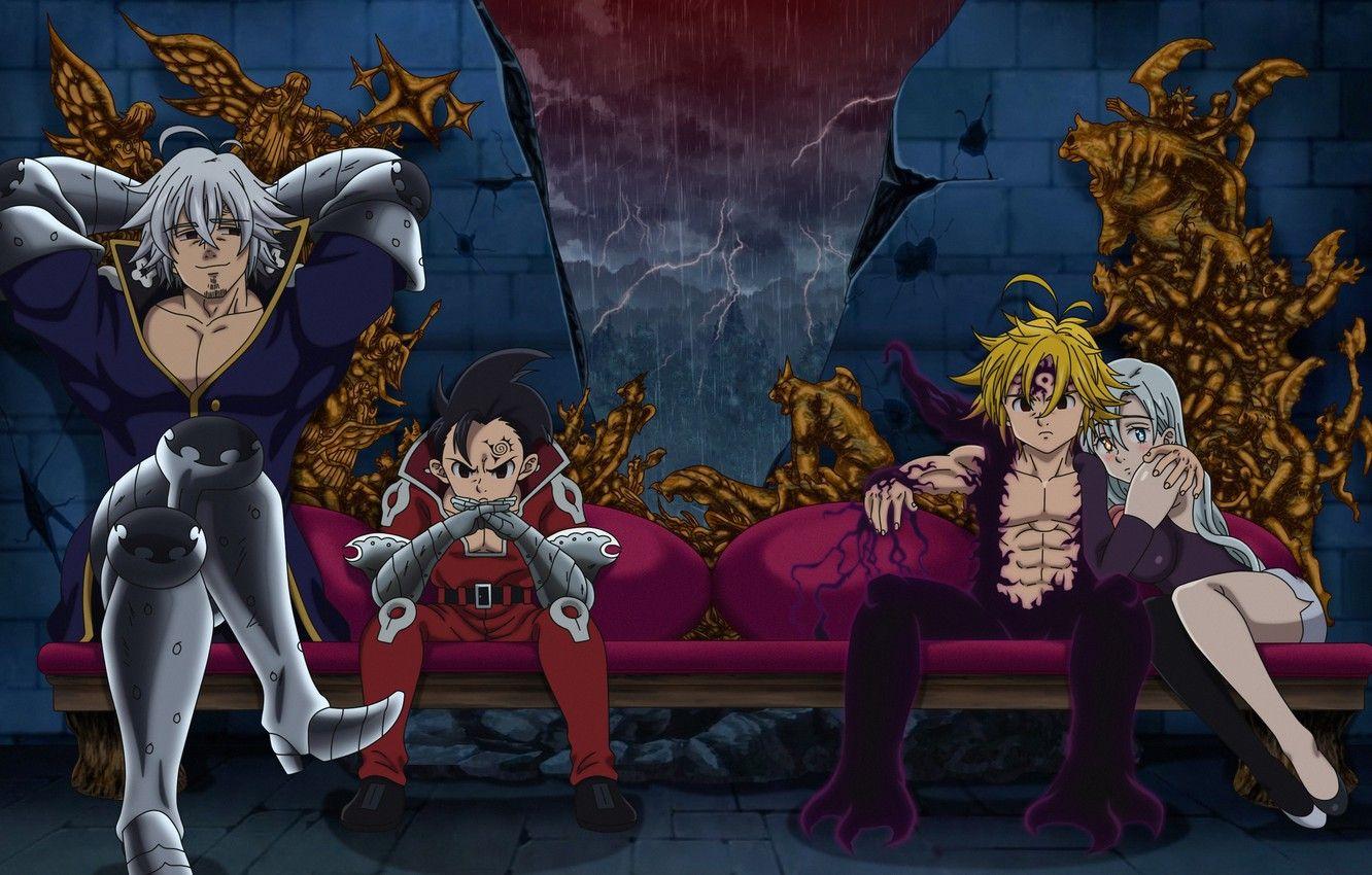 1332x850 Wallpaper demon, girl, game, fighter, rain, armor, devil, man, army, angel, evil, hero, asian, brothers, sofa, pose image for desktop, section сёнэн