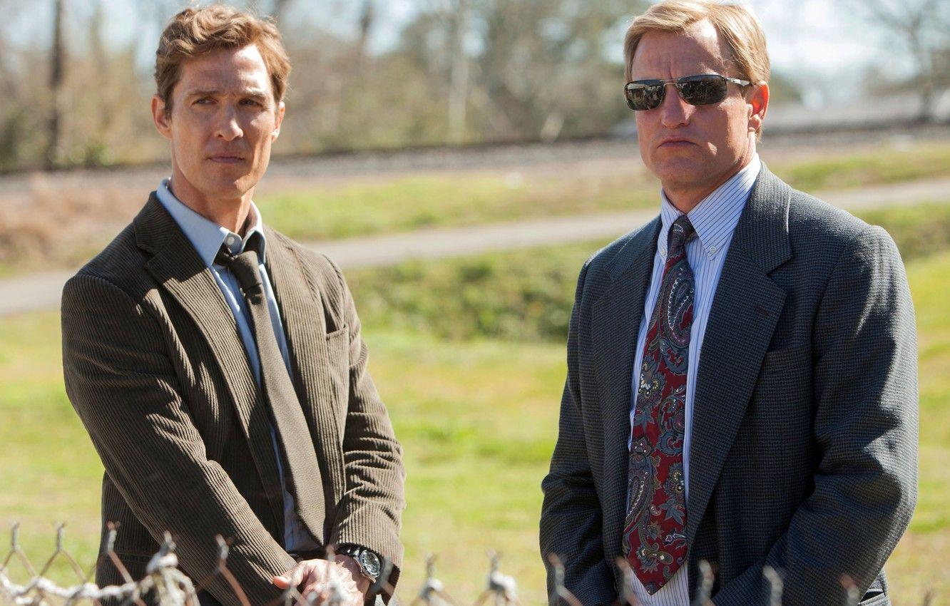1332x850 Wallpaper glasses, costume, the series, Woody Harrelson, Woody Harrelson, True Detective, Matthew McConaughey, True detective, Matthew McConaughey image for desktop, section фильмы