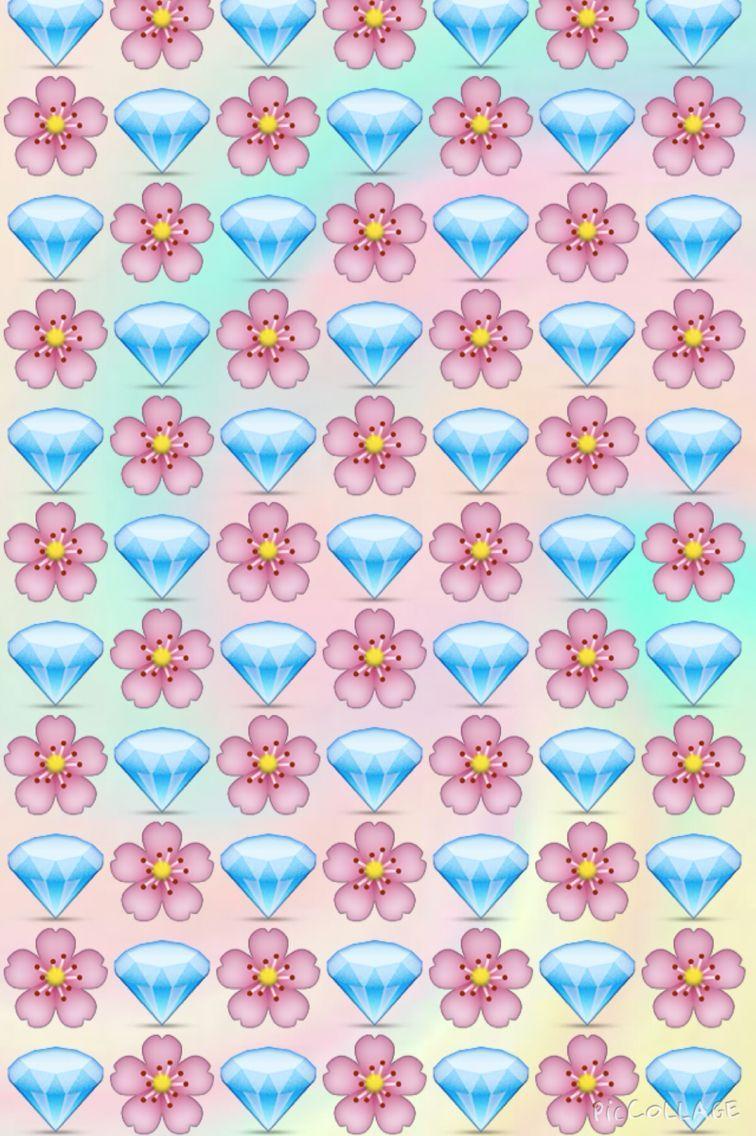 756x1136 Emoji background, diamonds, flowers. Sfondi iphone, Emoji, Sfondi