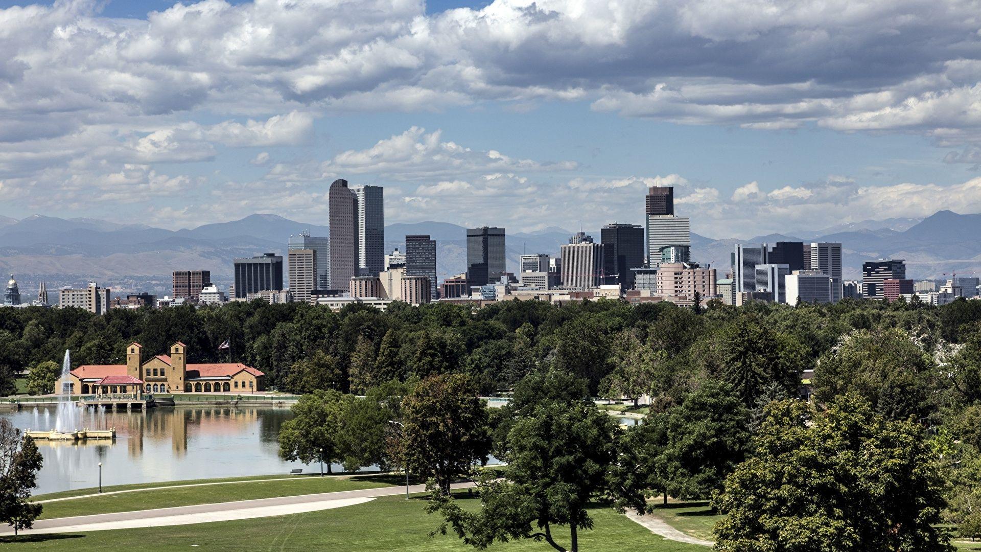 1920x1080 Wallpaper USA Denver, Colorado Skyscrapers Trees Cities 1920x1080