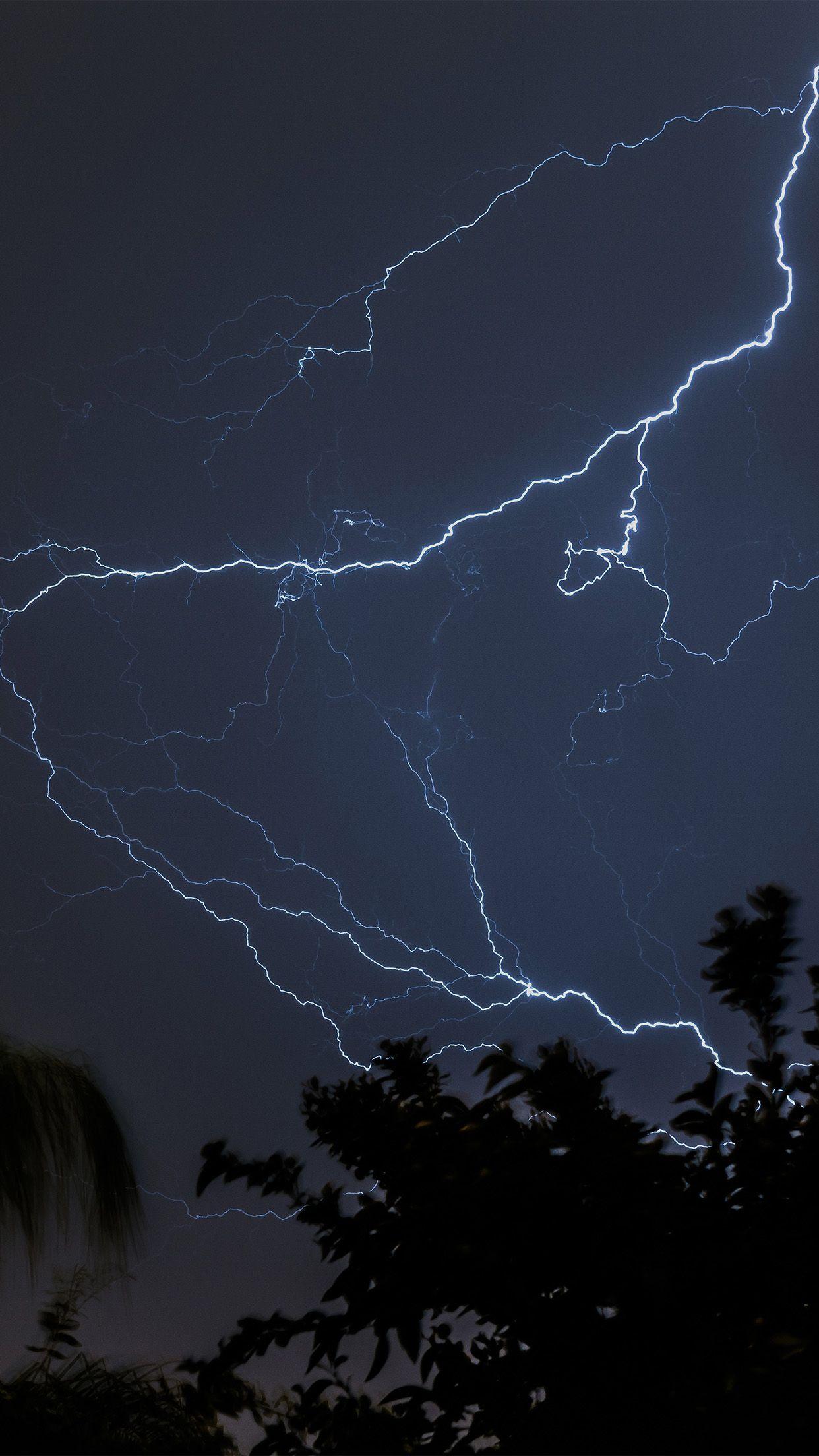 1242x2208 iPhone X wallpaper. thunder bolt sky night dark