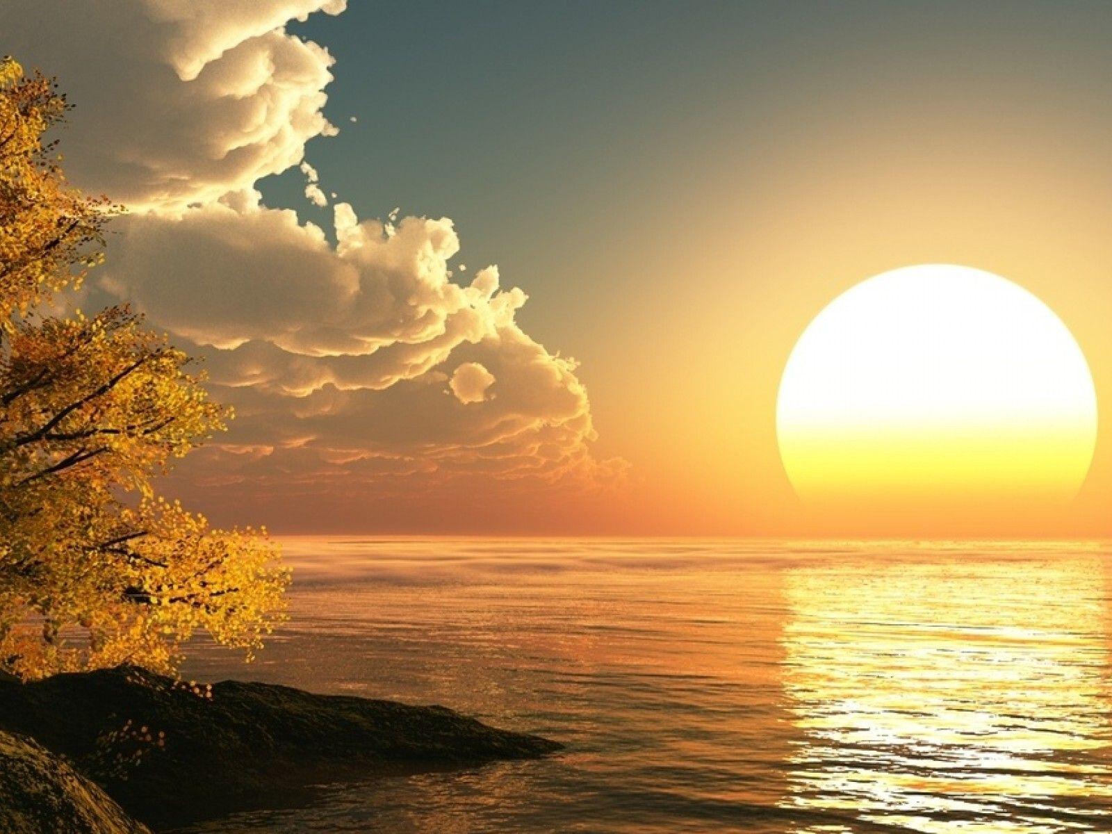 1600x1200 Big sunrise on the ocean