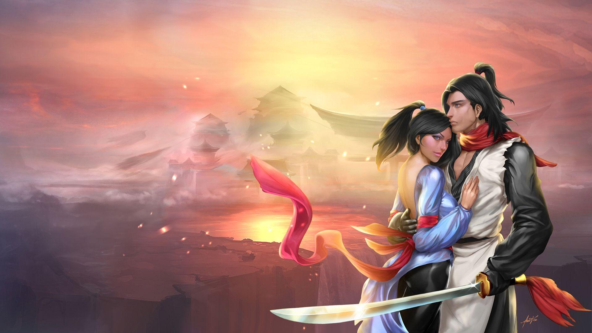 1920x1080 Love Man Mountains Sabre Fantasy Girls mood romance wallpaperx1080