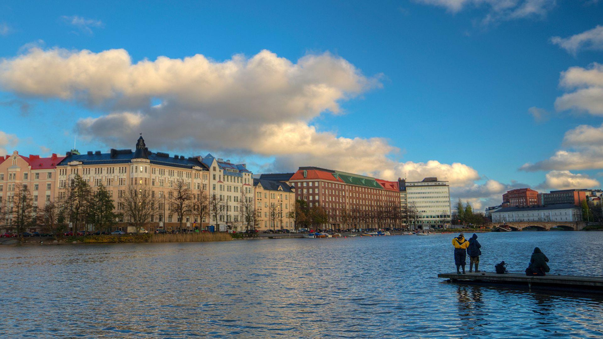 1920x1080 Picture Helsinki Finland Fishing river Marinas Cities 1920x1080