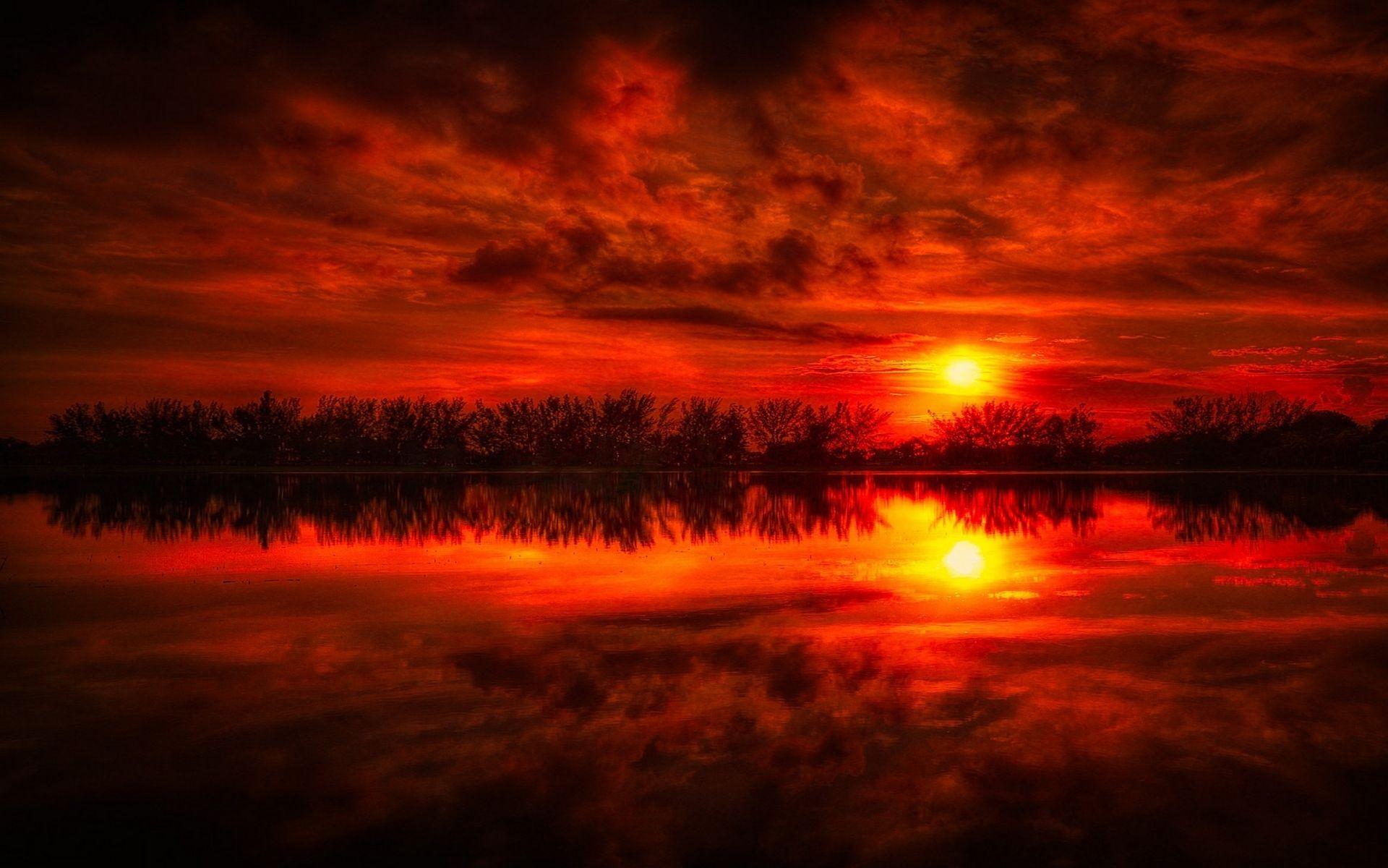 1920x1200 Fire Red Sunset Reflection Sea wallpaper. Fire Red Sunset Reflection Sea