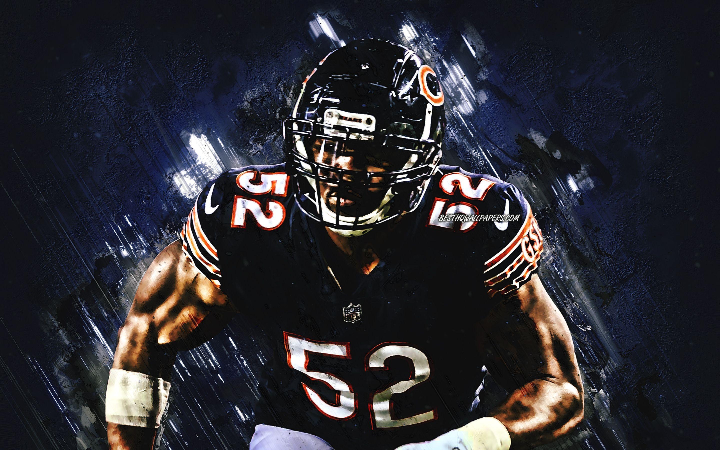 2880x1800 Download wallpaper Khalil Mack, Chicago Bears, NFL, portrait, american football, blue stone background, National Football League for desktop with resolution 2880x1800. High Quality HD picture wallpaper