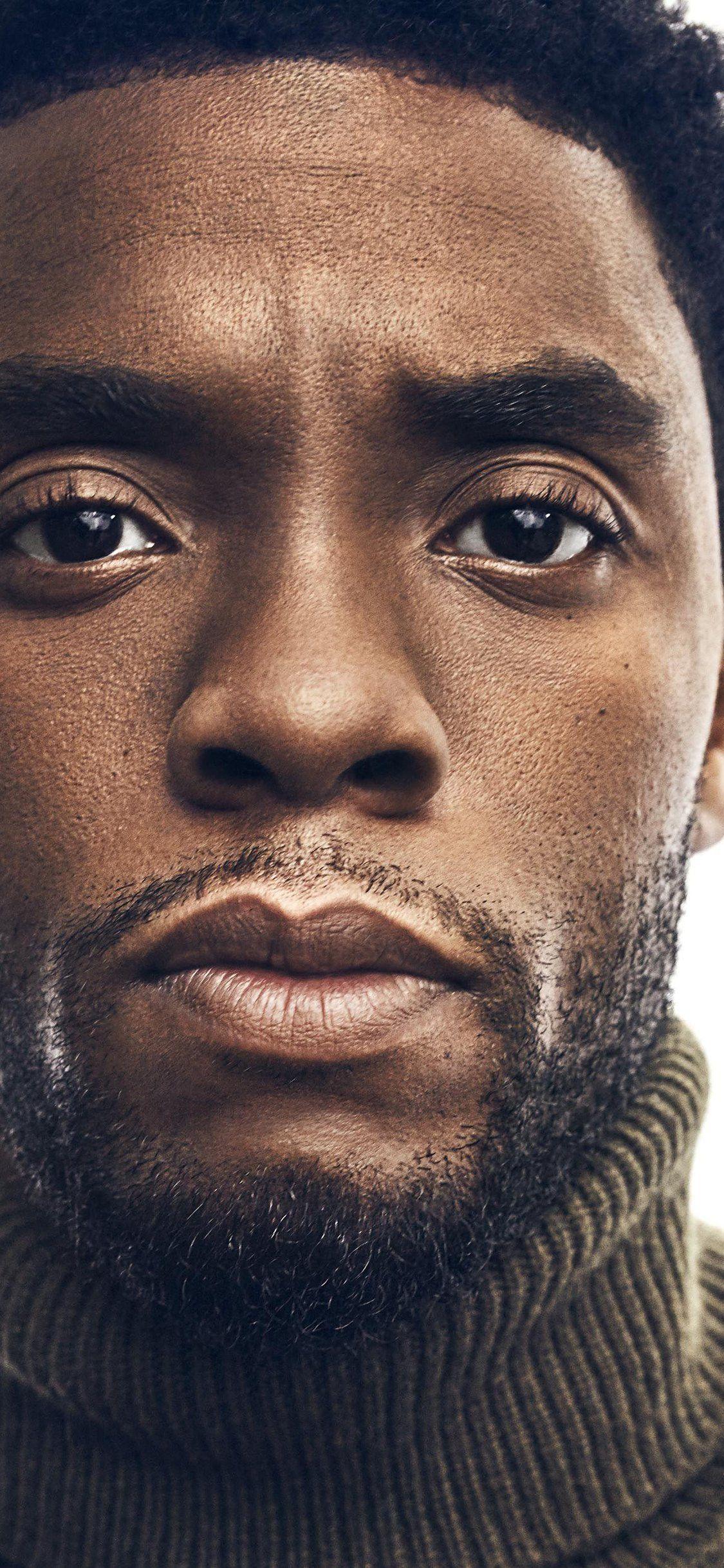 1125x2436 Download iPhone X .Chadwick Boseman, Close up, Black Panther. HD Wallpaper : Movies Wallpaper for Phone & Desktop Background Collections. Black panther chadwick boseman, Movie wallpaper, Black panther