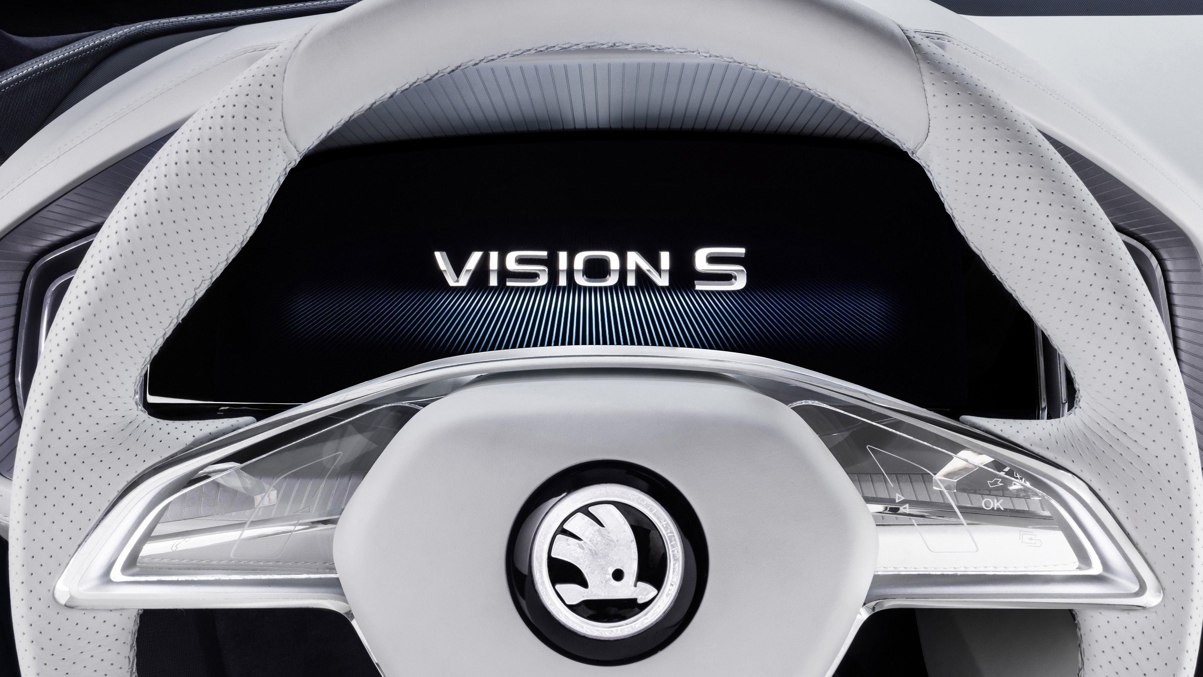 3840x2160 Skoda Vision S Logo Wallpaper