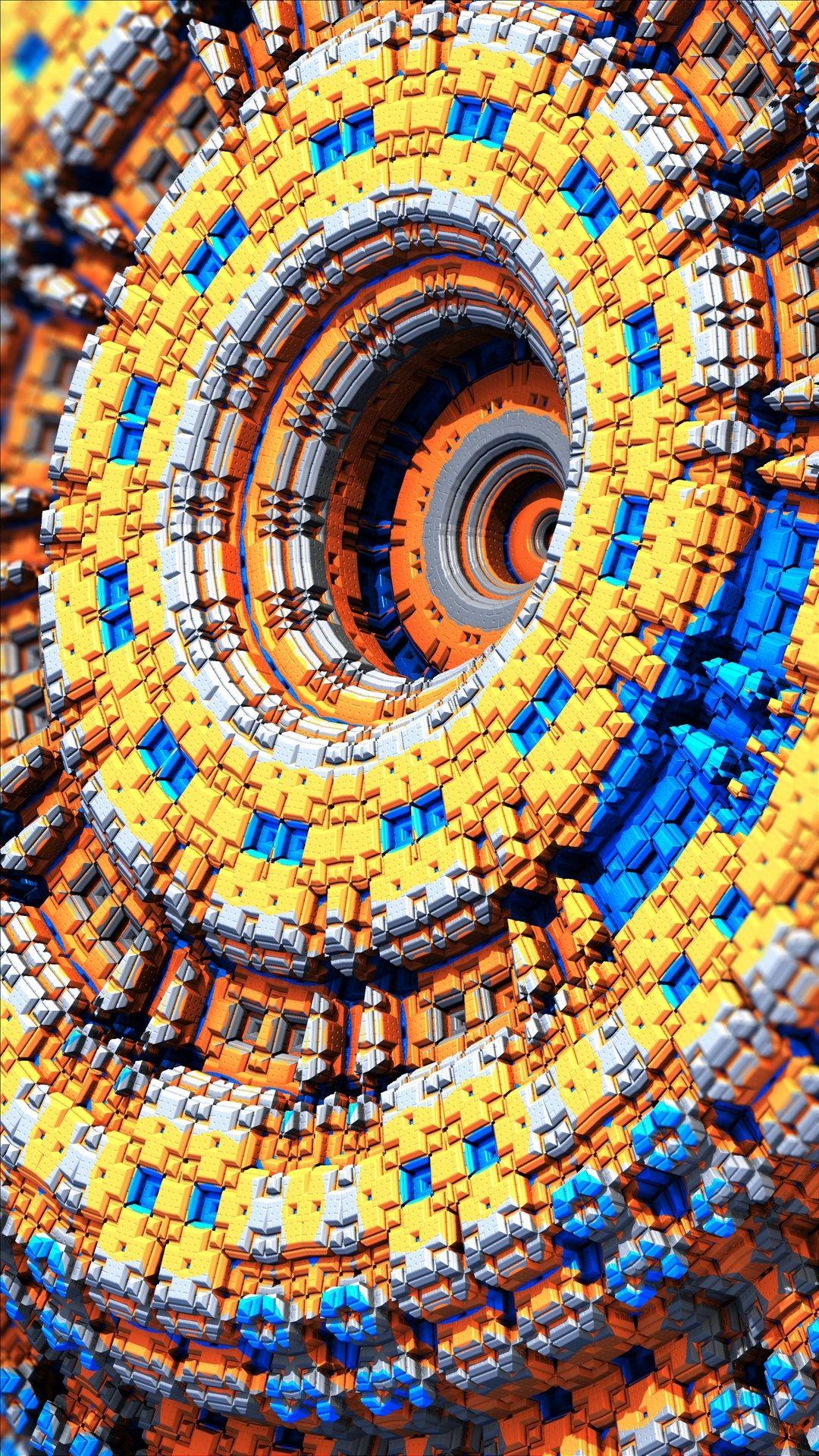 1080x1920 3D Fractal Details Circles HD Wallpaper