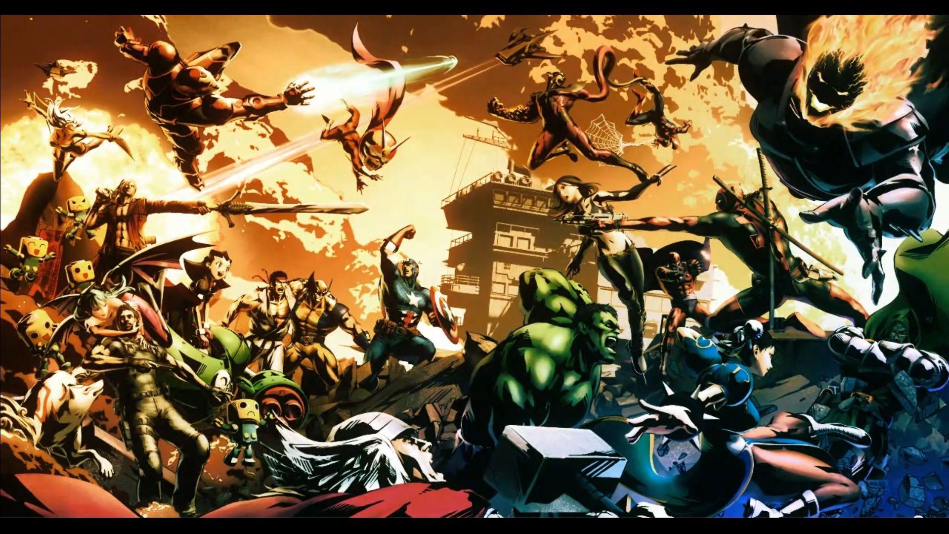 1920x1080 Hulk comic character iron man captain america wolverine deadpool wade wilson ryu marvel vs capcom wallpaperx1080