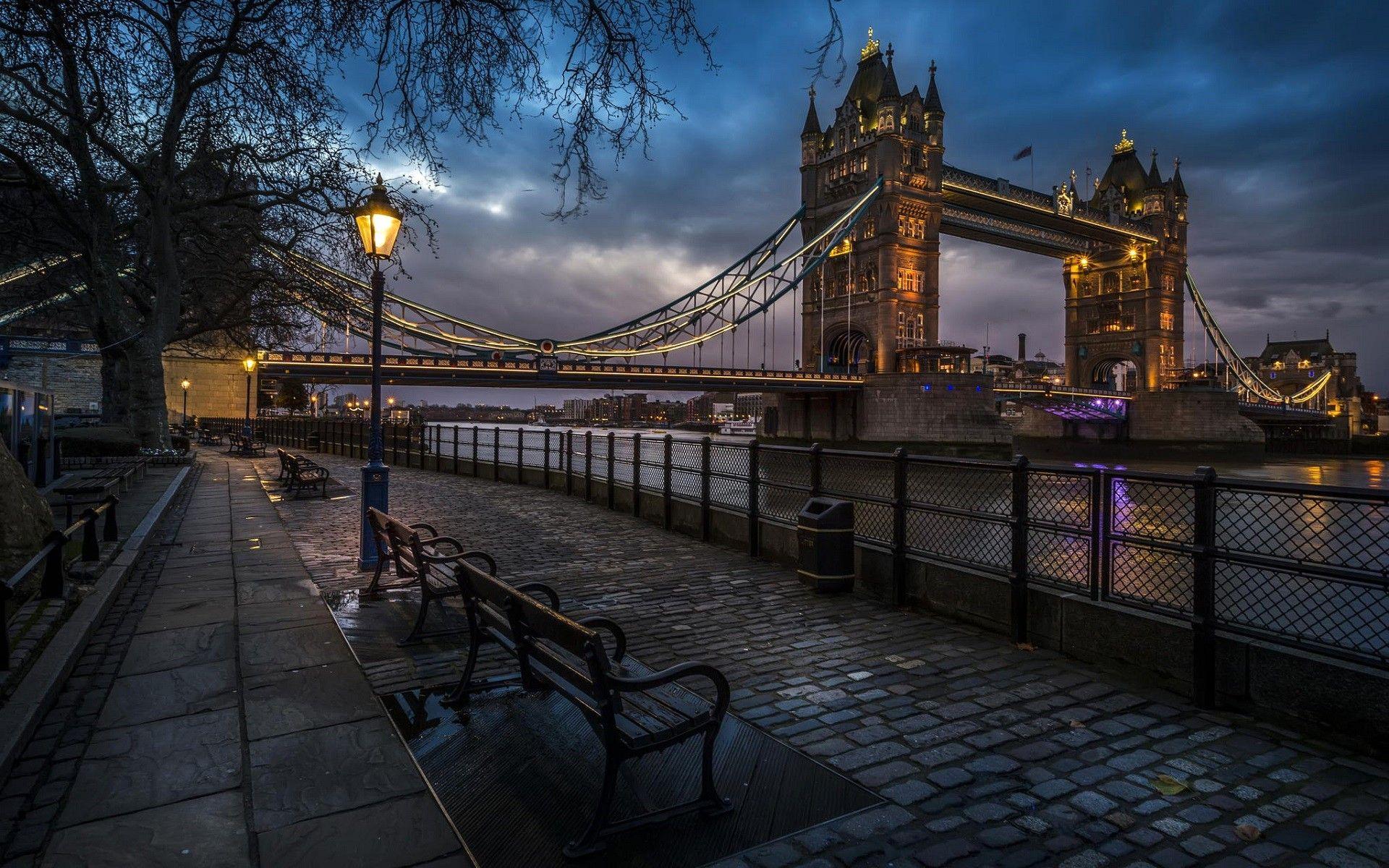 1920x1200 #street light, #cobblestone, #street, #bridge, #Tower Bridge, #River Thames, #night, #England, #city, #London, wallpaper Gallery HD Wallpaper