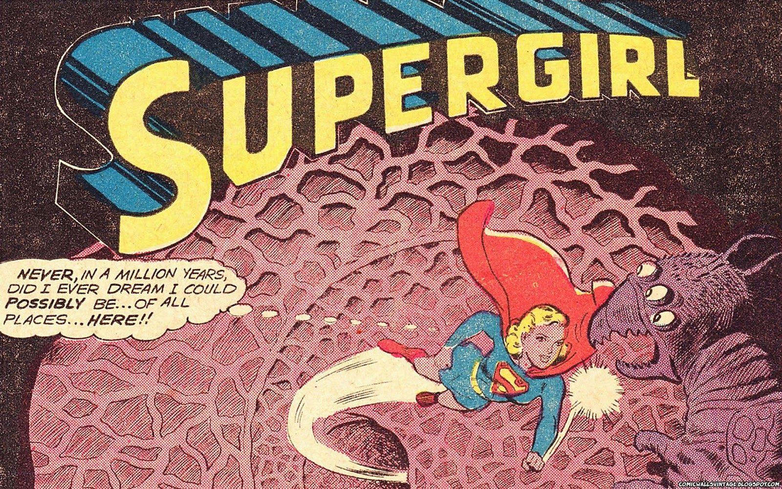 1600x1000 Comic Wallpaper Vintage: Supergirl (Vintage Comic Wallpaper)