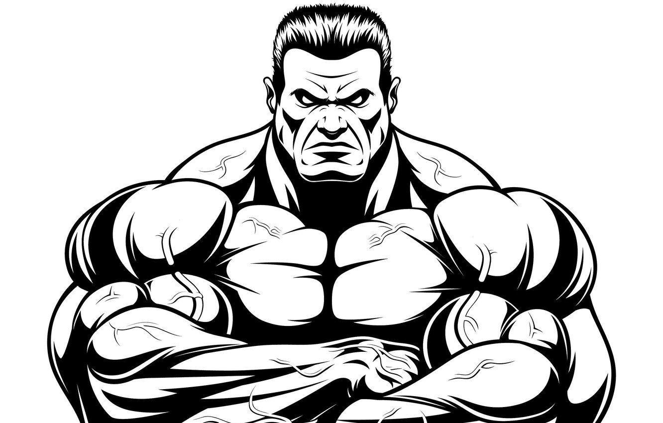 1332x850 Cartoon Black And White Bodybuilding Wallpaper