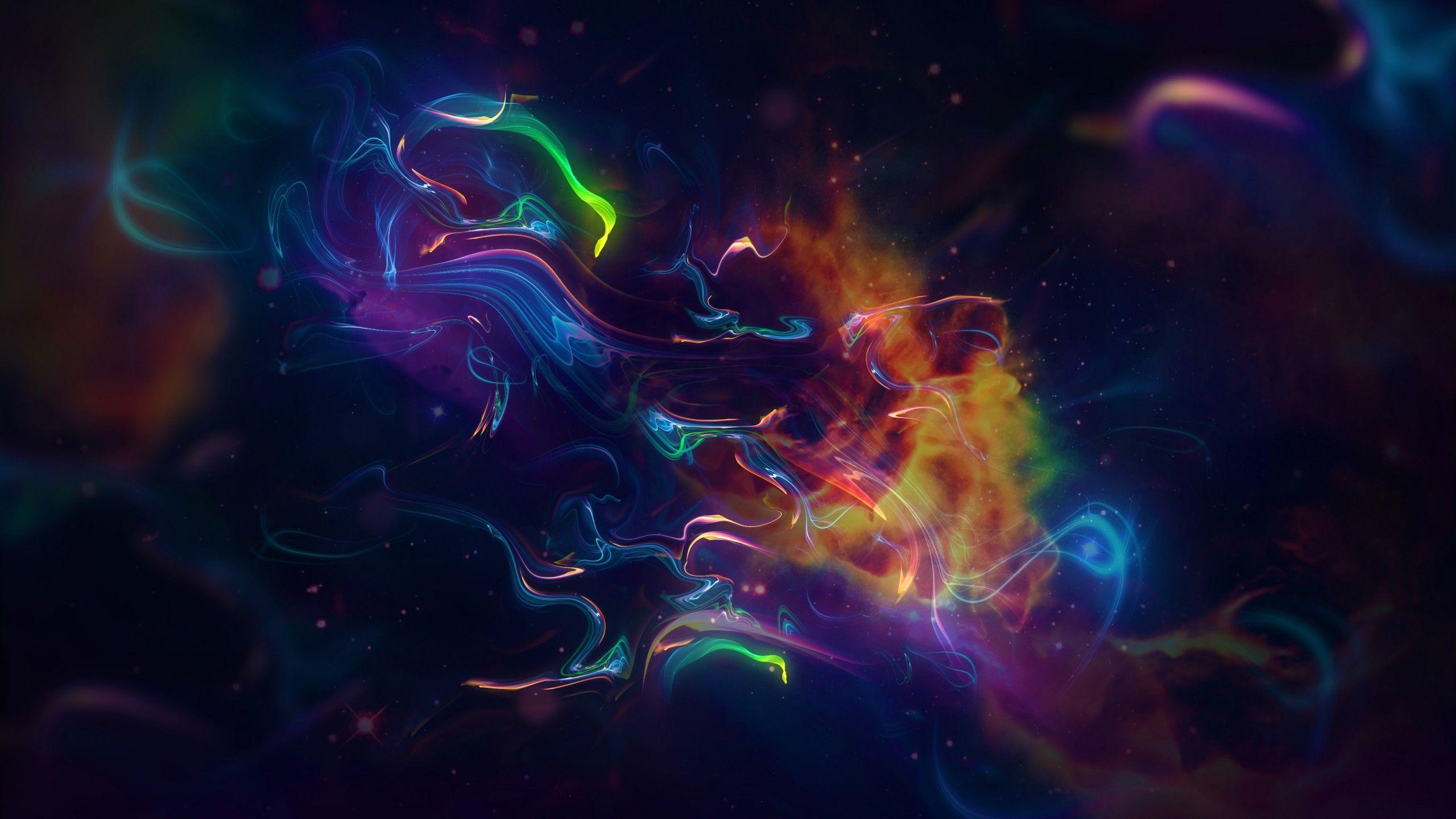 2560x1440 Wallpaper Smoke, Colorful, Space, Nebula, Digital art, 4K, Abstract,. Wallpaper for iPhone, Android, Mobile and Desktop