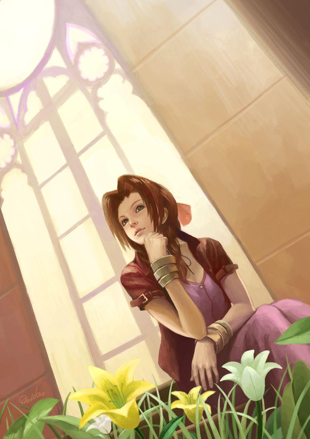 1042x1474 Tags: Final Fantasy VII, Aerith Gainsborough, Oni Wan, Mobile Wallpaper. Final Fantasy Vii, Final Fantasy Artwork, Final Fantasy