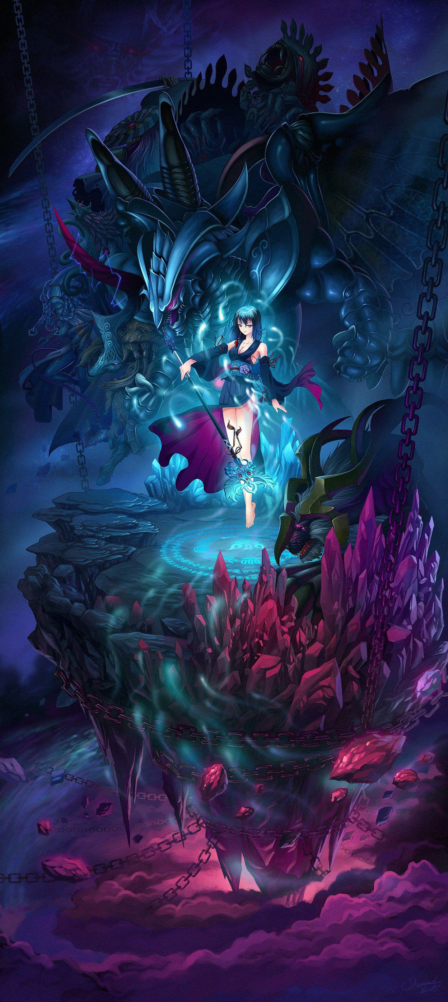 1440x3221 cleavage, Diamond, Dust, Final, Fantasy, Final, Fantasy, X, Landscape, Monster, Yuna Wallpaper HD / Desktop and Mobile Background